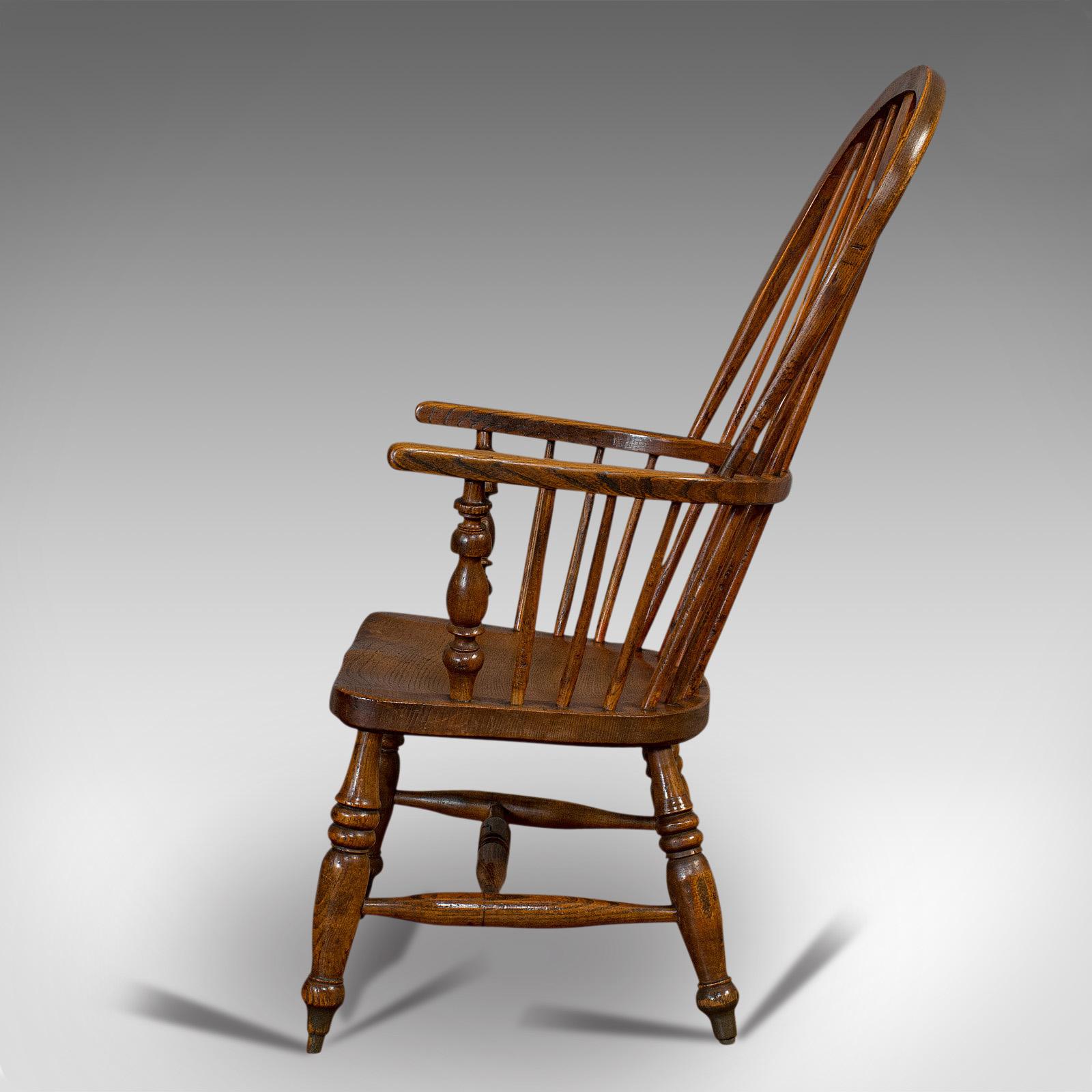 English Antique Windsor Chair, British, Elm, Ash, Elbow, Armchair, Victorian, circa 1860