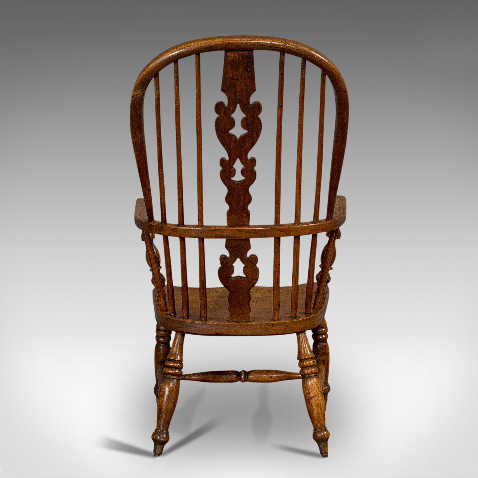 Antique Windsor Chair, British, Elm, Ash, Elbow, Armchair, Victorian, circa 1860 In Good Condition In Hele, Devon, GB