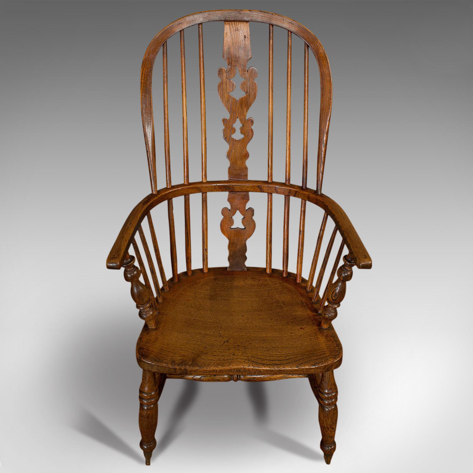 Antique Windsor Chair, British, Elm, Ash, Elbow, Armchair, Victorian, circa 1860 1