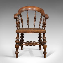 Antique Windsor Chair, English, Beech, Armchair, Bergere, Victorian, circa 1880