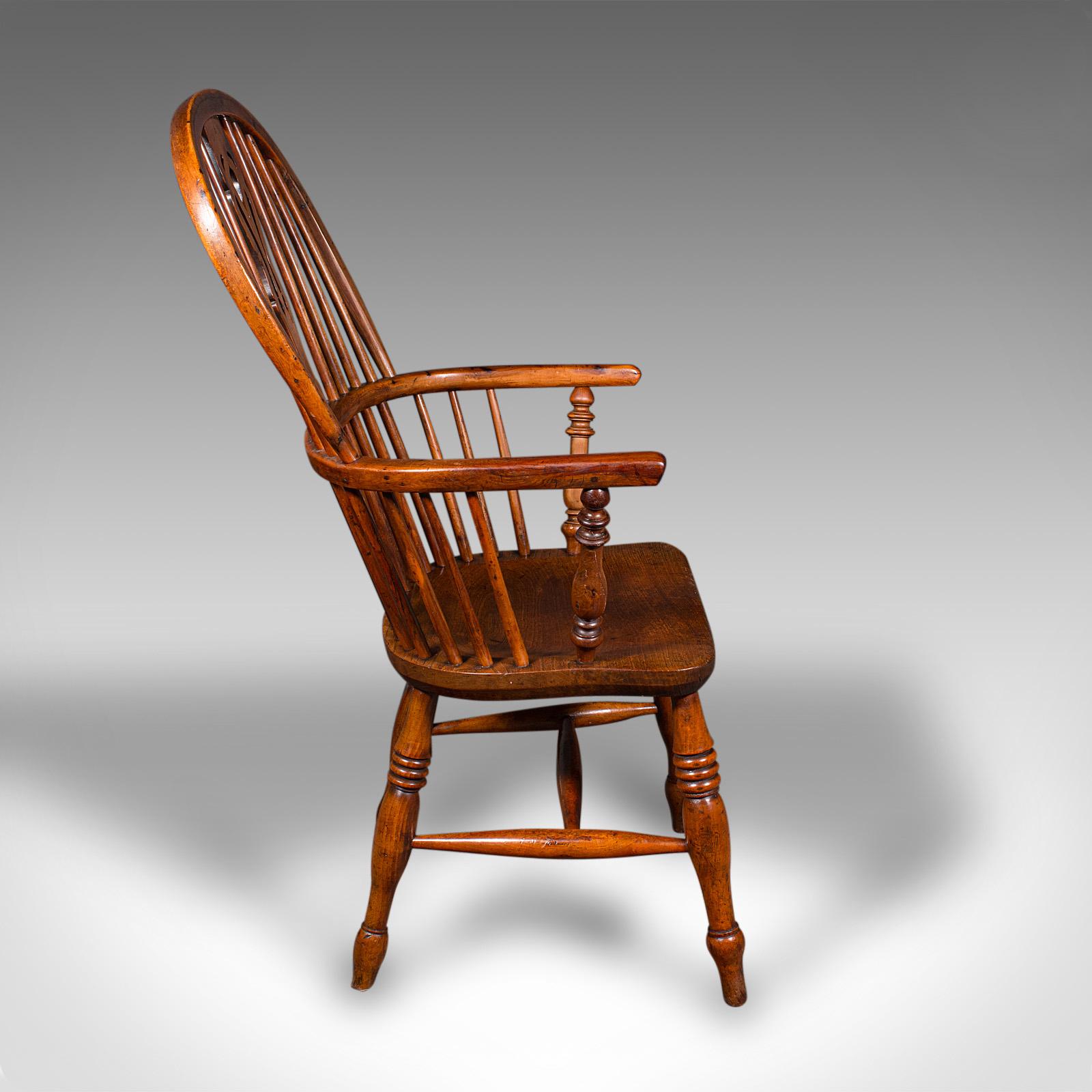 British Antique Windsor Chair, English, Elm, Elbow, Armchair, Country House, Victorian