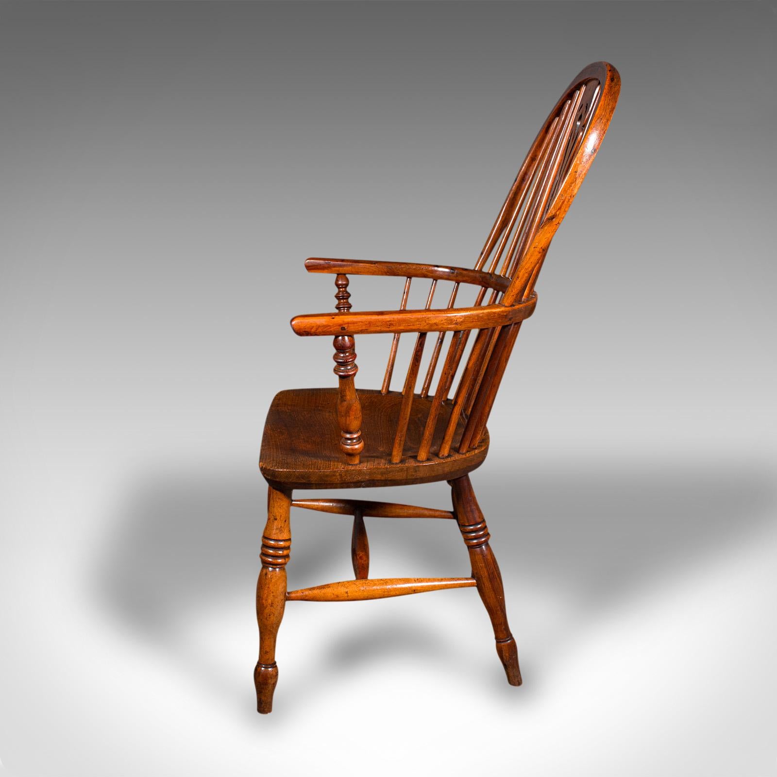 Antique Windsor Chair, English, Elm, Elbow, Armchair, Country House, Victorian In Good Condition In Hele, Devon, GB