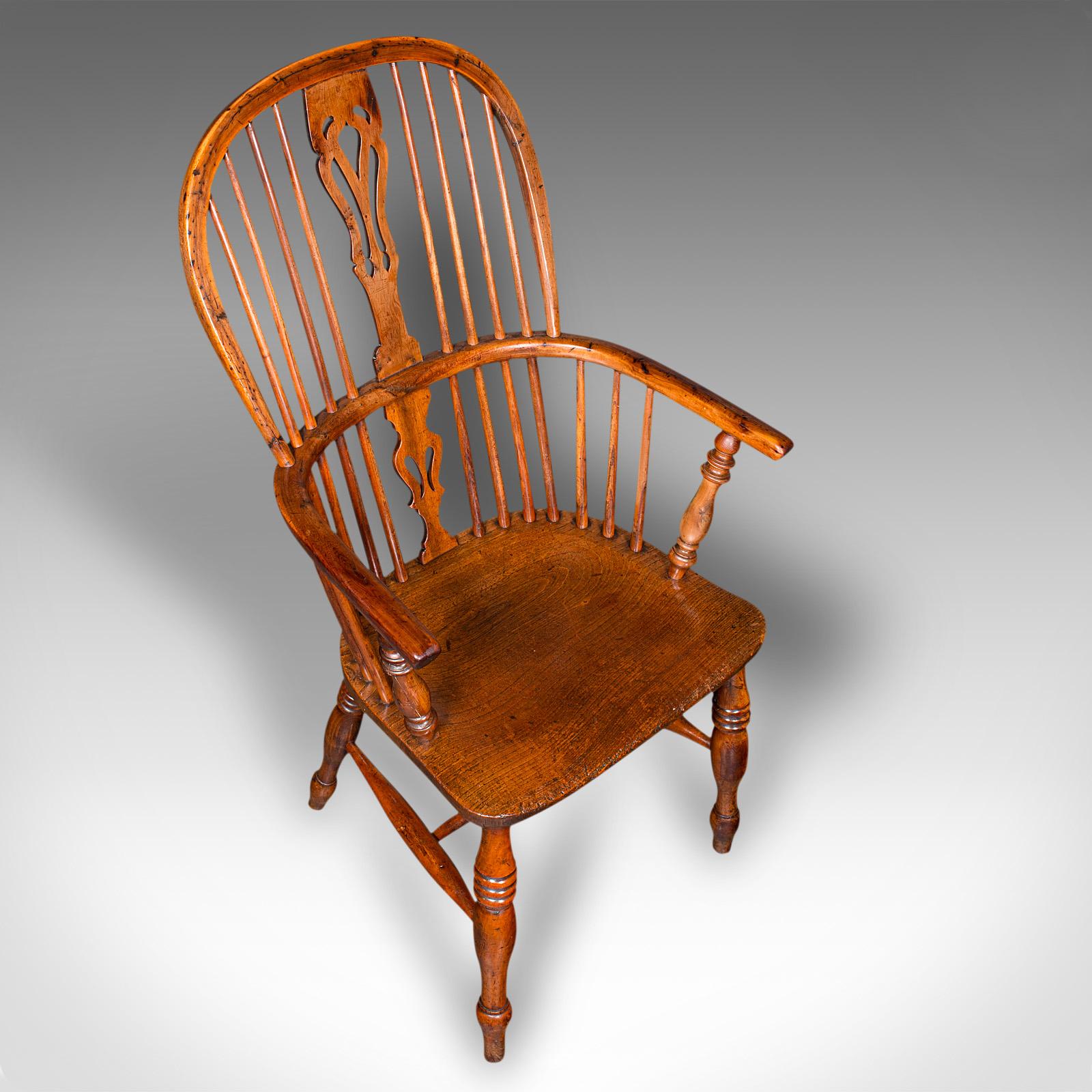 Antique Windsor Chair, English, Elm, Elbow, Armchair, Country House, Victorian 1