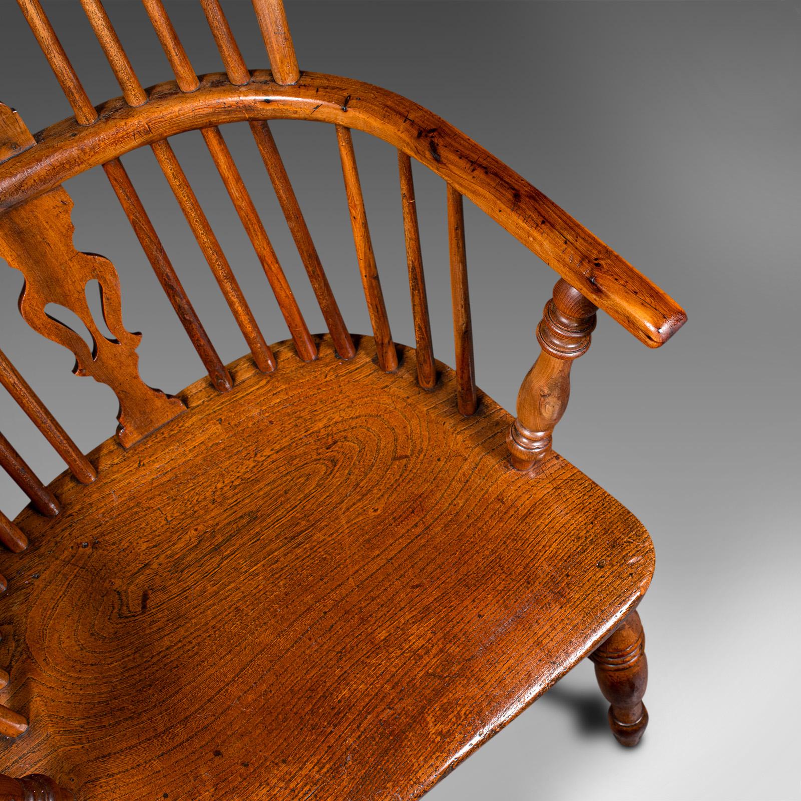 Antique Windsor Chair, English, Elm, Elbow, Armchair, Country House, Victorian 2