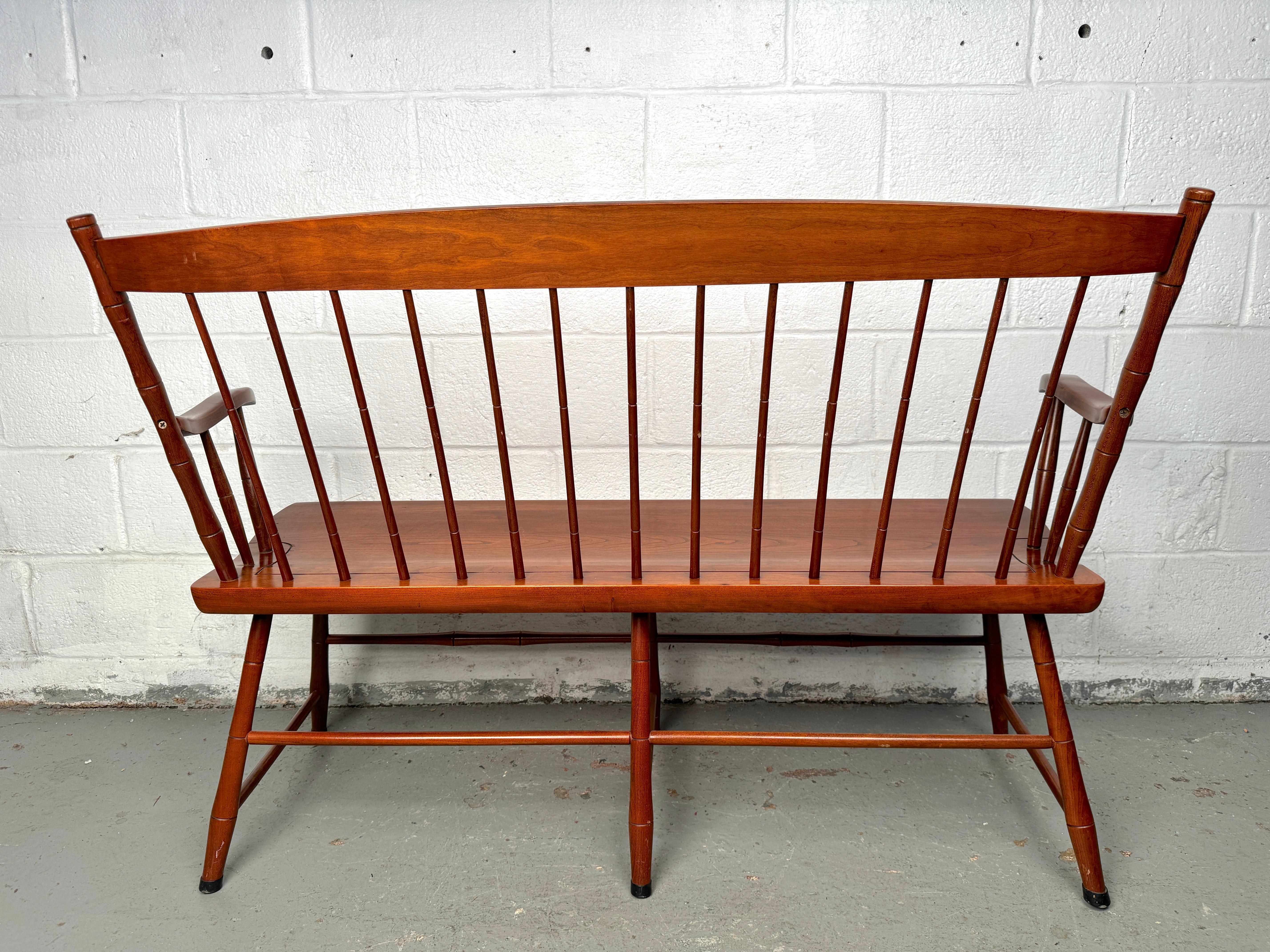 Antique Windsor Cherry Hardwood Bench by Pennsylvania House For Sale 7