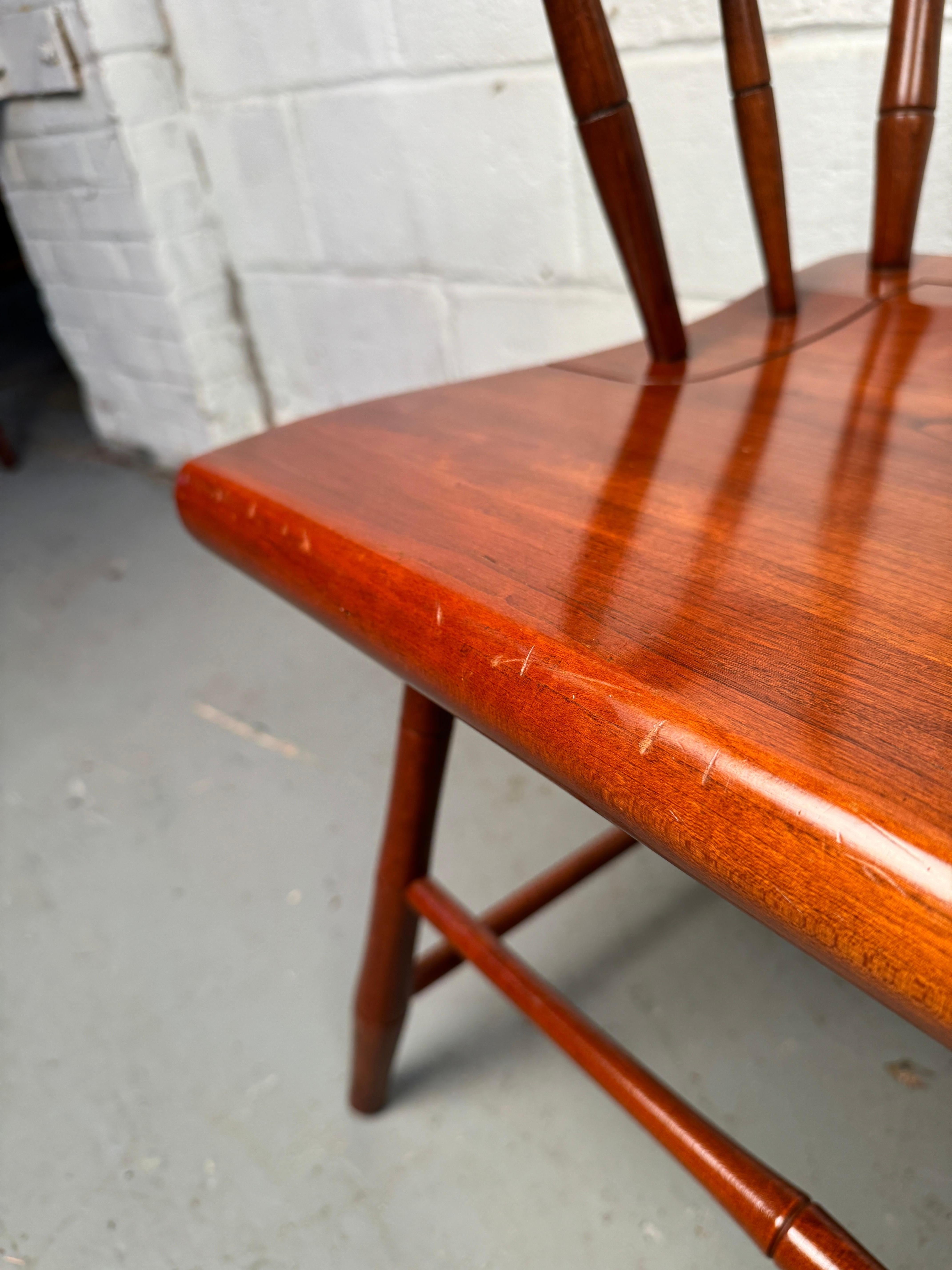 Antique Windsor Cherry Hardwood Bench by Pennsylvania House For Sale 9
