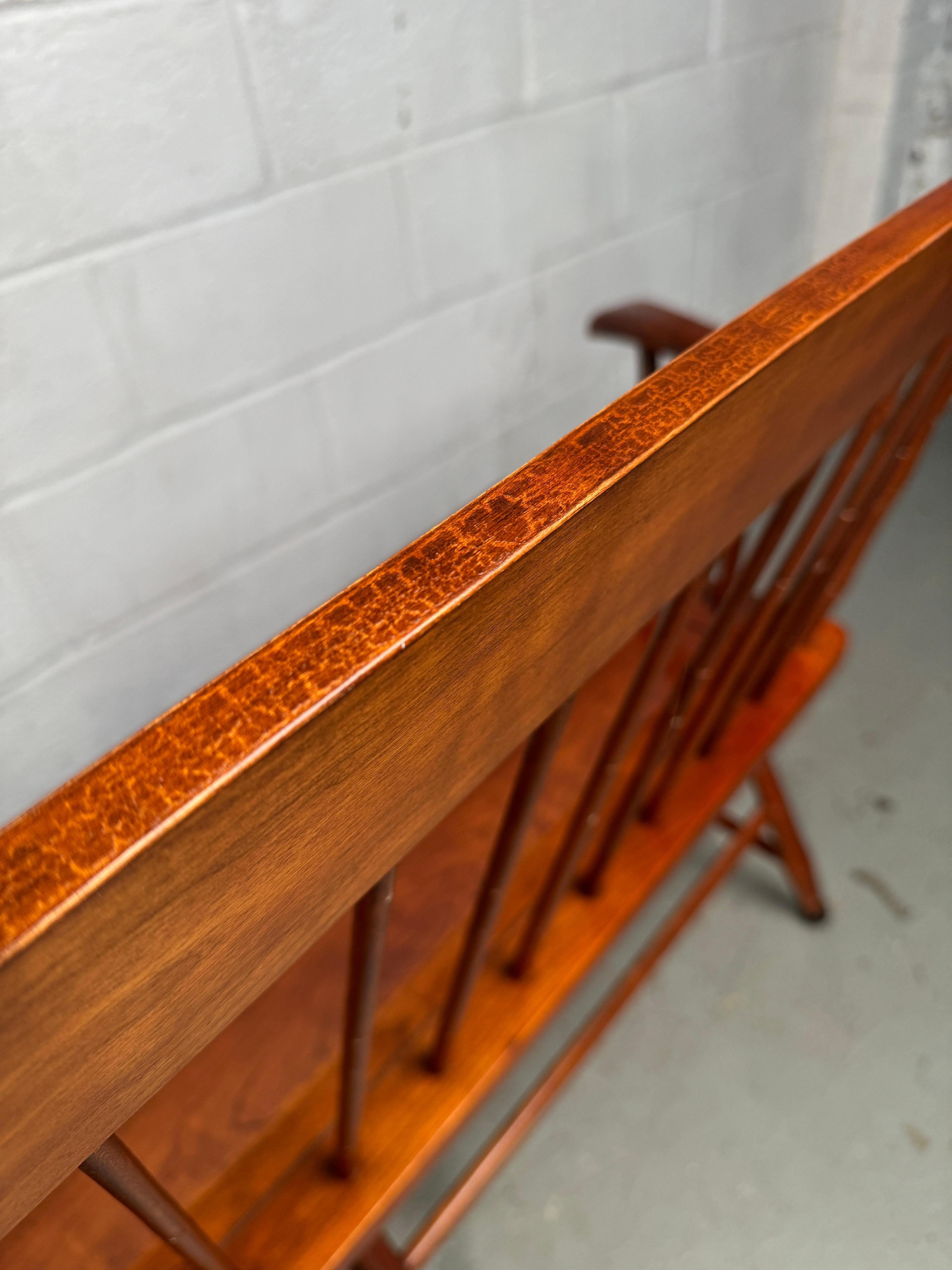 Antique Windsor Cherry Hardwood Bench by Pennsylvania House For Sale 13