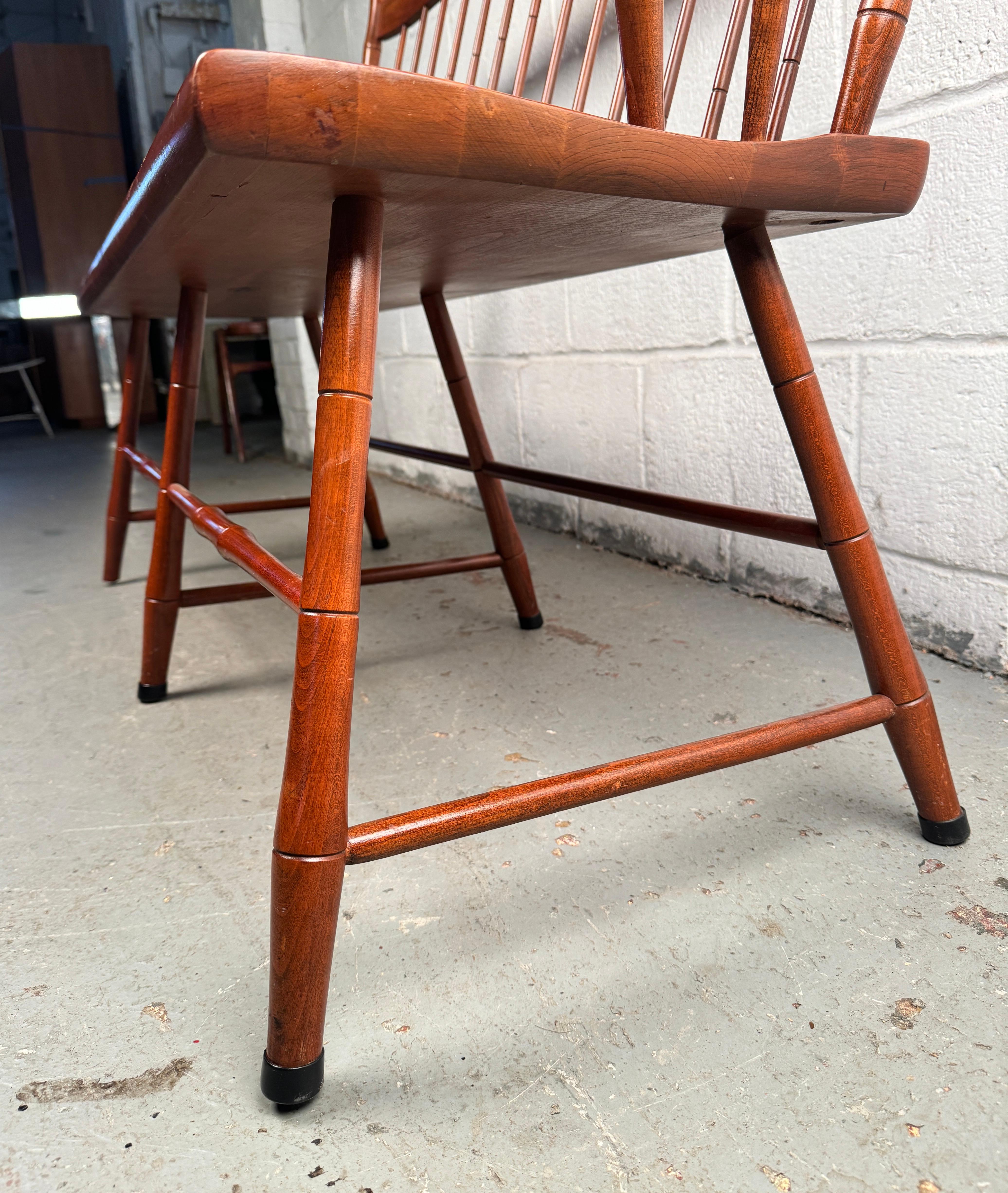 Antique Windsor Cherry Hardwood Bench by Pennsylvania House For Sale 1