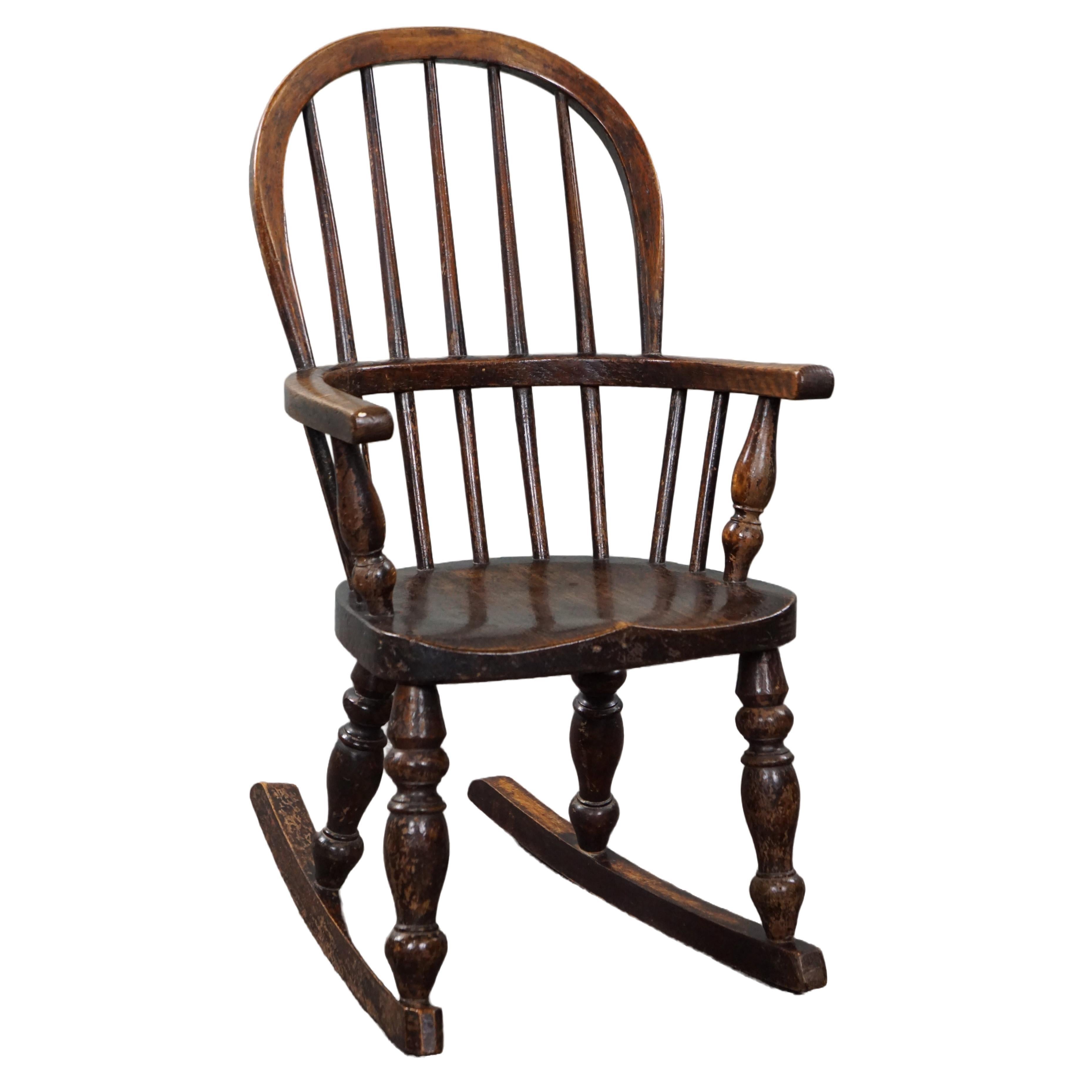 Antique Windsor child's rocking chair, around 1850 For Sale
