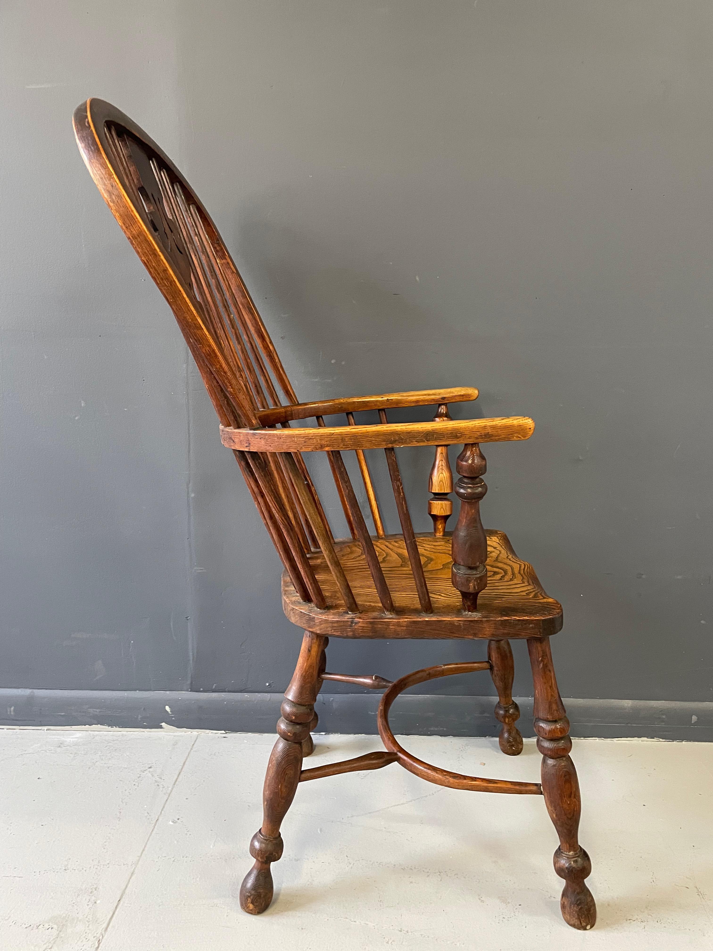 Antique Windsor Elbow Chair, Victorian Double Hoop Armchair, Elm, Ash In Good Condition In Philadelphia, PA