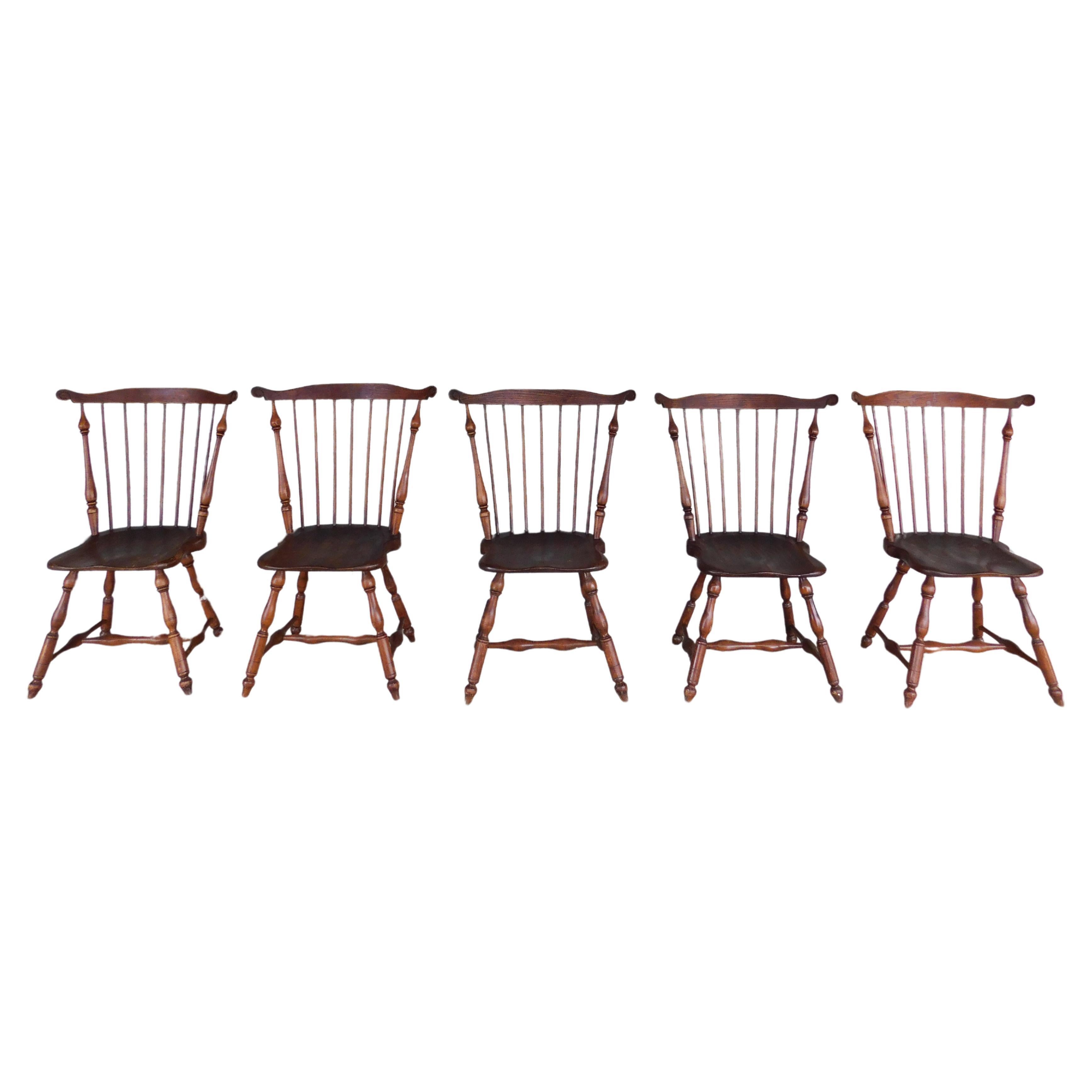Antique Windsor Fan Back Side Chairs - Set of 5