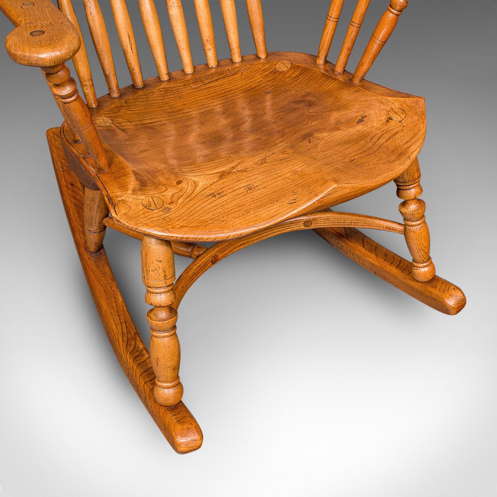 Antique Windsor Rocking Chair, English, Elm, Rocker, Fireside Seat, Victorian For Sale 3