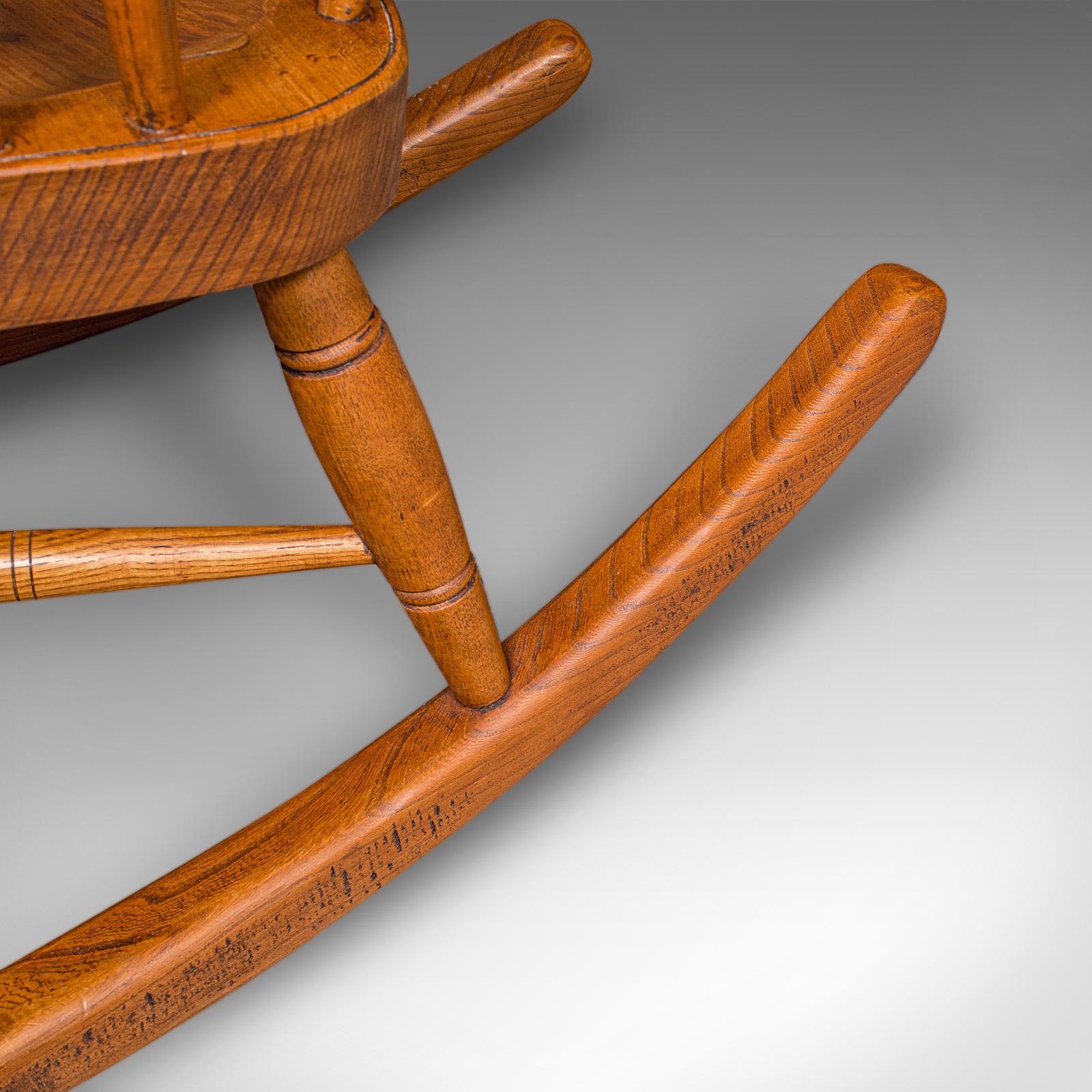 Antique Windsor Rocking Chair, English, Elm, Rocker, Fireside Seat, Victorian For Sale 5