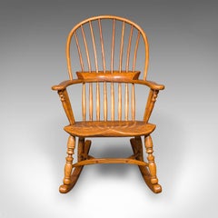 Antique Windsor Rocking Chair, English, Elm, Rocker, Fireside Seat, Victorian