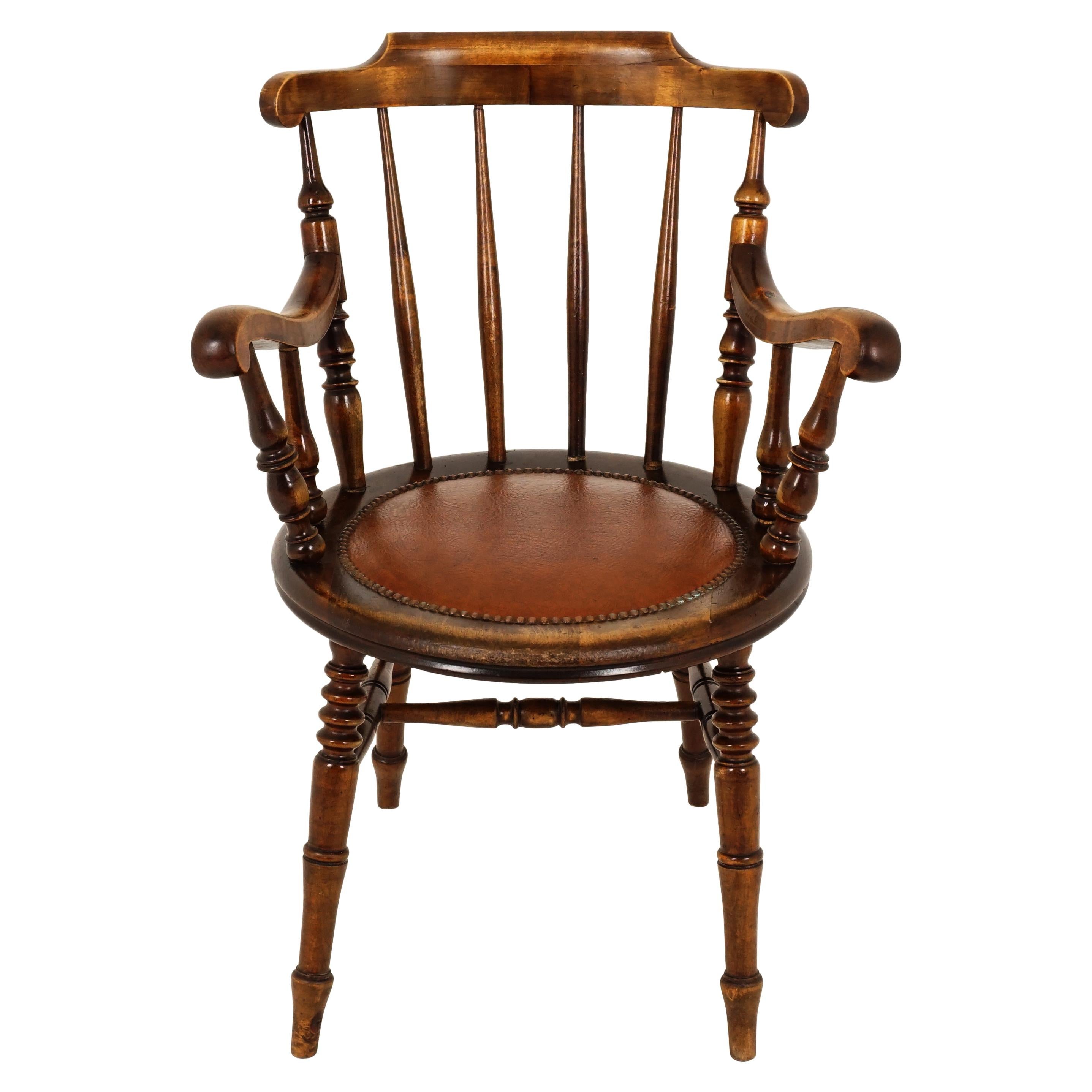 Antique Windsor Style Arm Chair, Open Arm Chair, Scotland 1830, B2461
