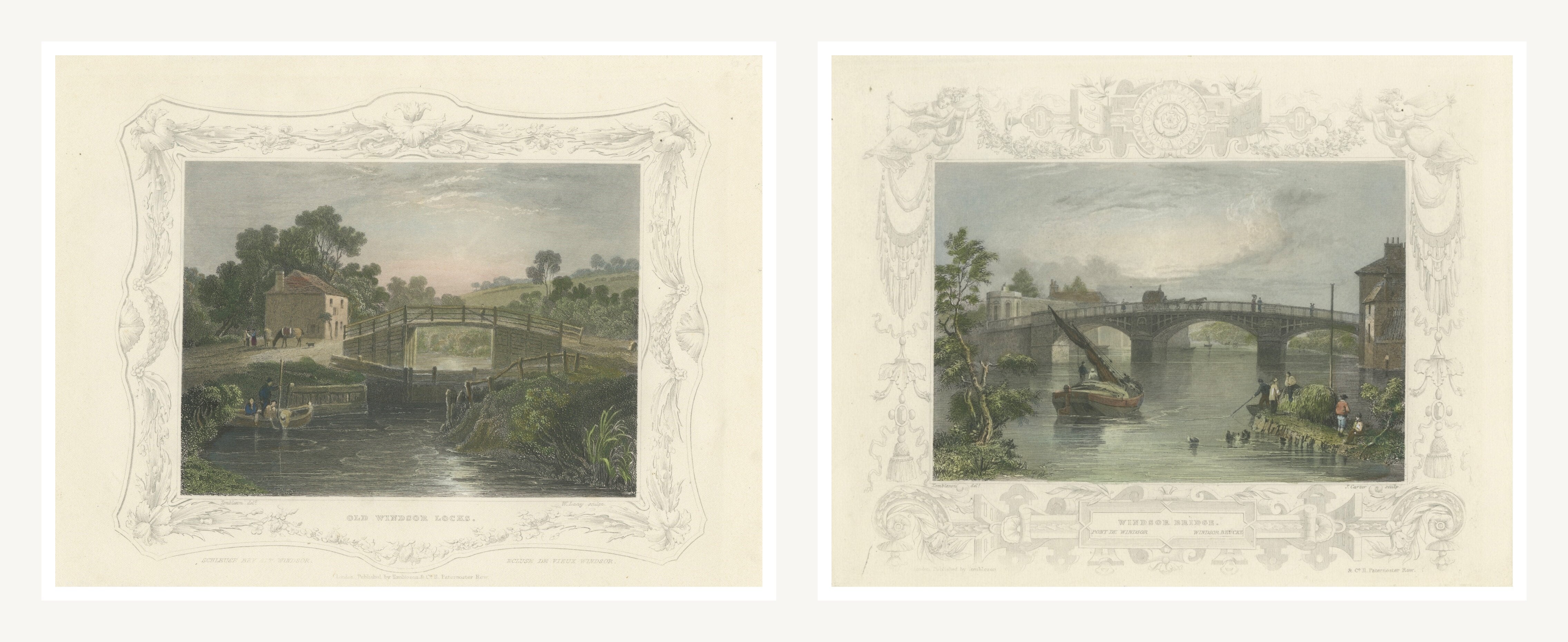 Antique Windsor Views Set – Hand Colored Engravings, England, c.1840