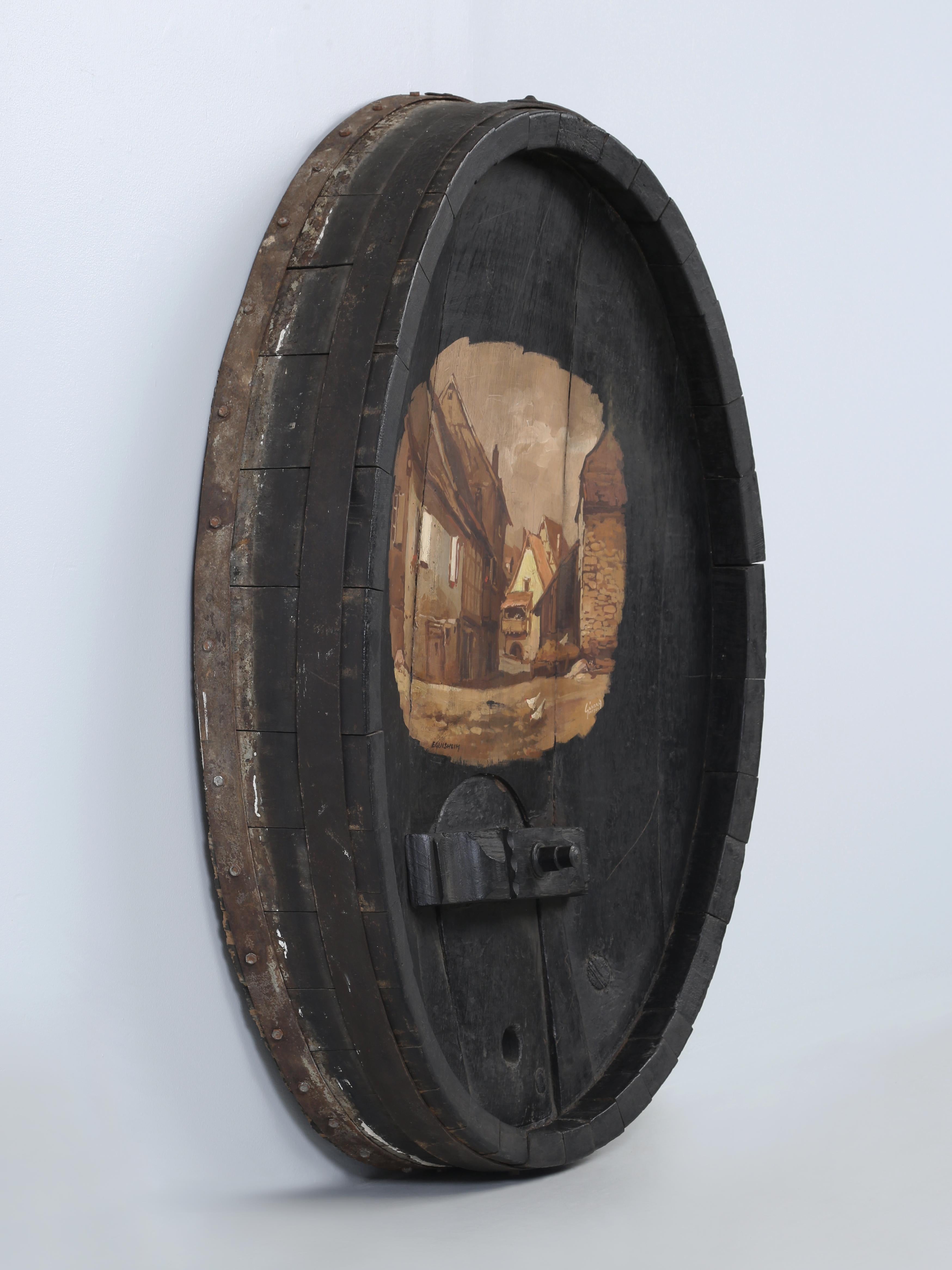 Country Antique Wine Barrel End Cap Repurposed as Wall Art for Your Wine Room c1800's For Sale