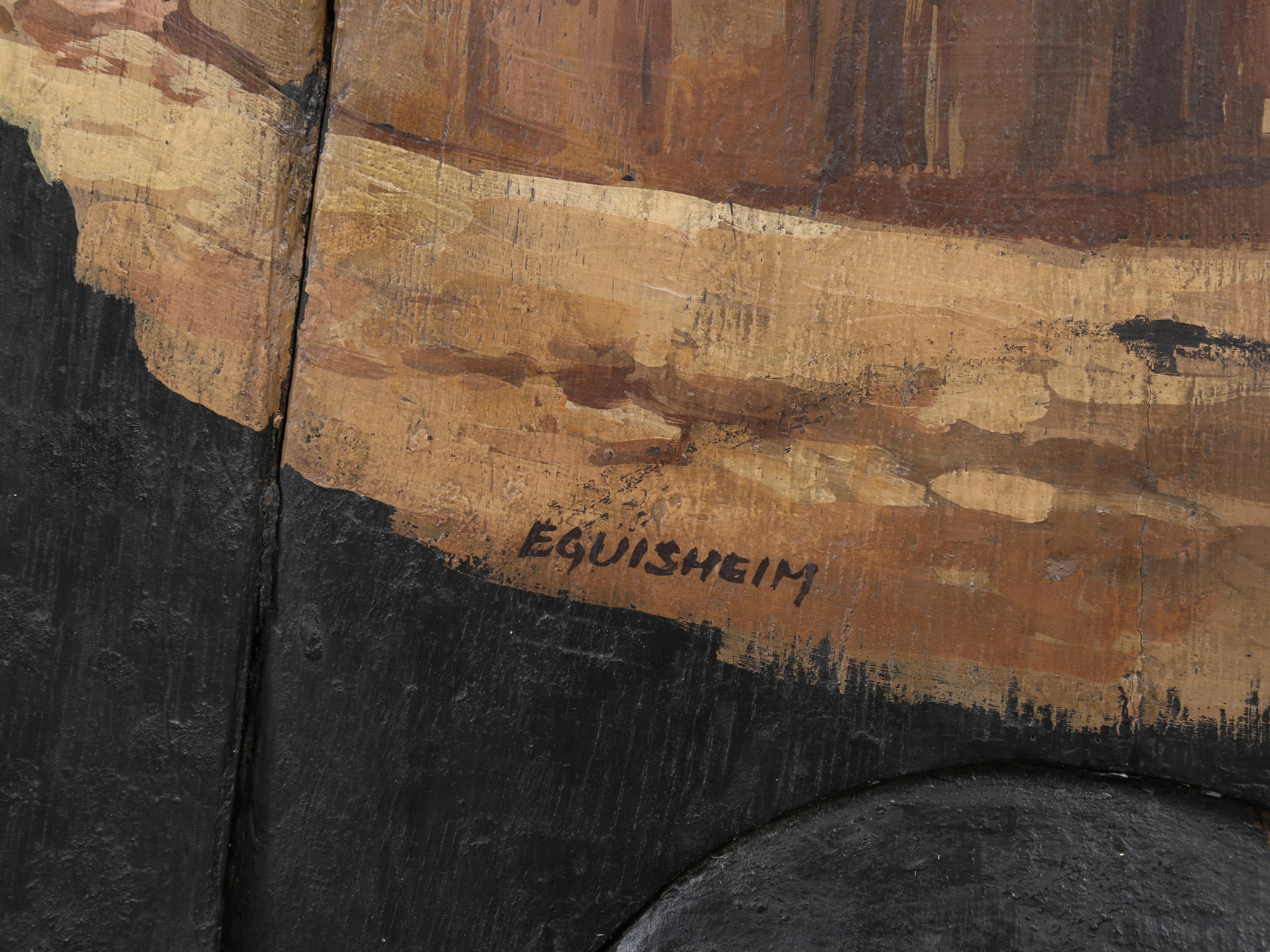 Métal Capuchon d'extrémité de bar à vin ancien réutilisé comme art mural pour votre salle à vin, vers les années 1800 en vente