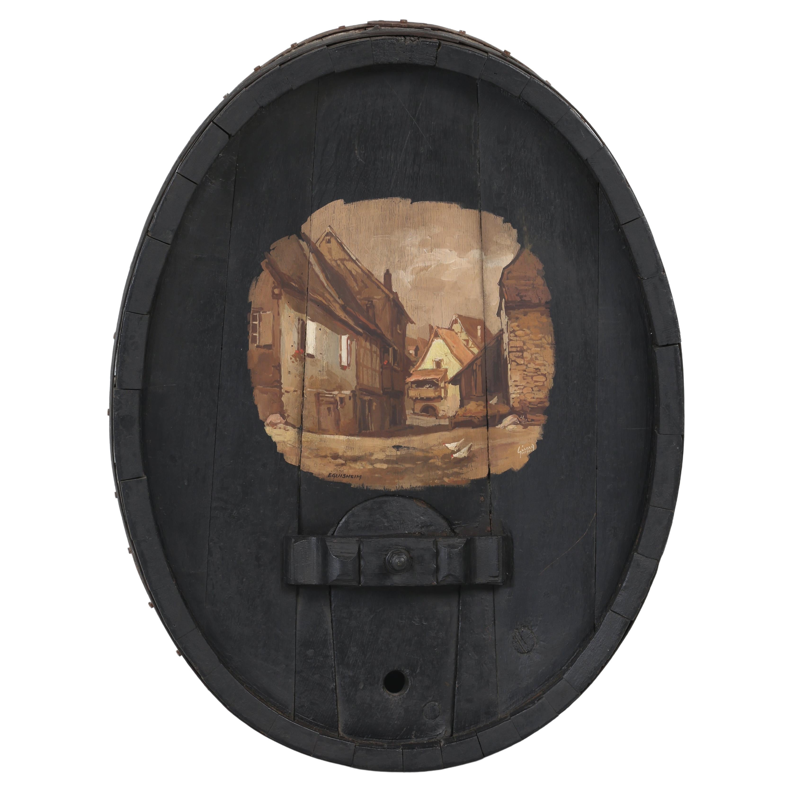 Antique Wine Barrel End Cap Repurposed as Wall Art for Your Wine Room c1800's For Sale