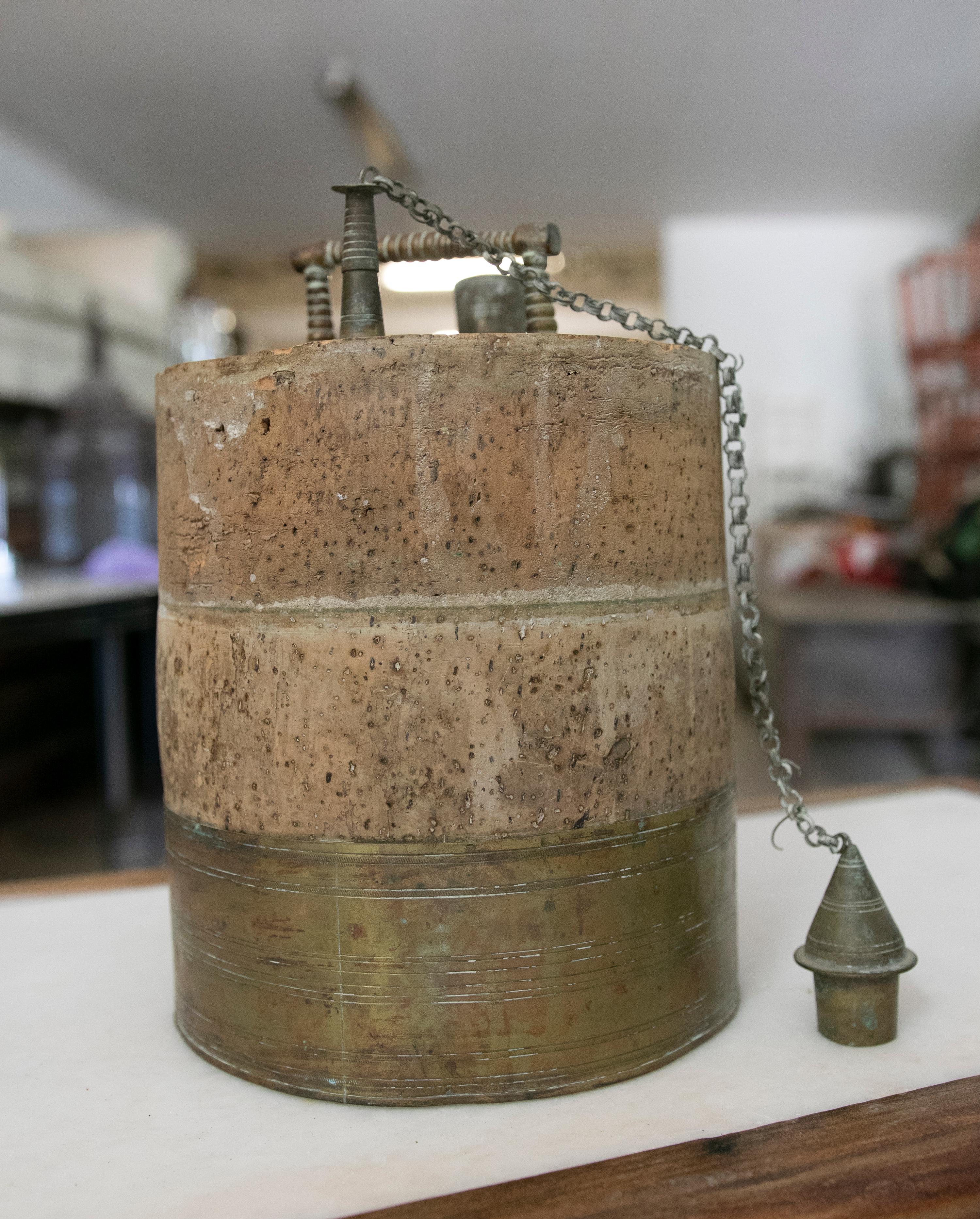 Antique Wine Barrel Plug Made of Cork and Bronze For Sale 4