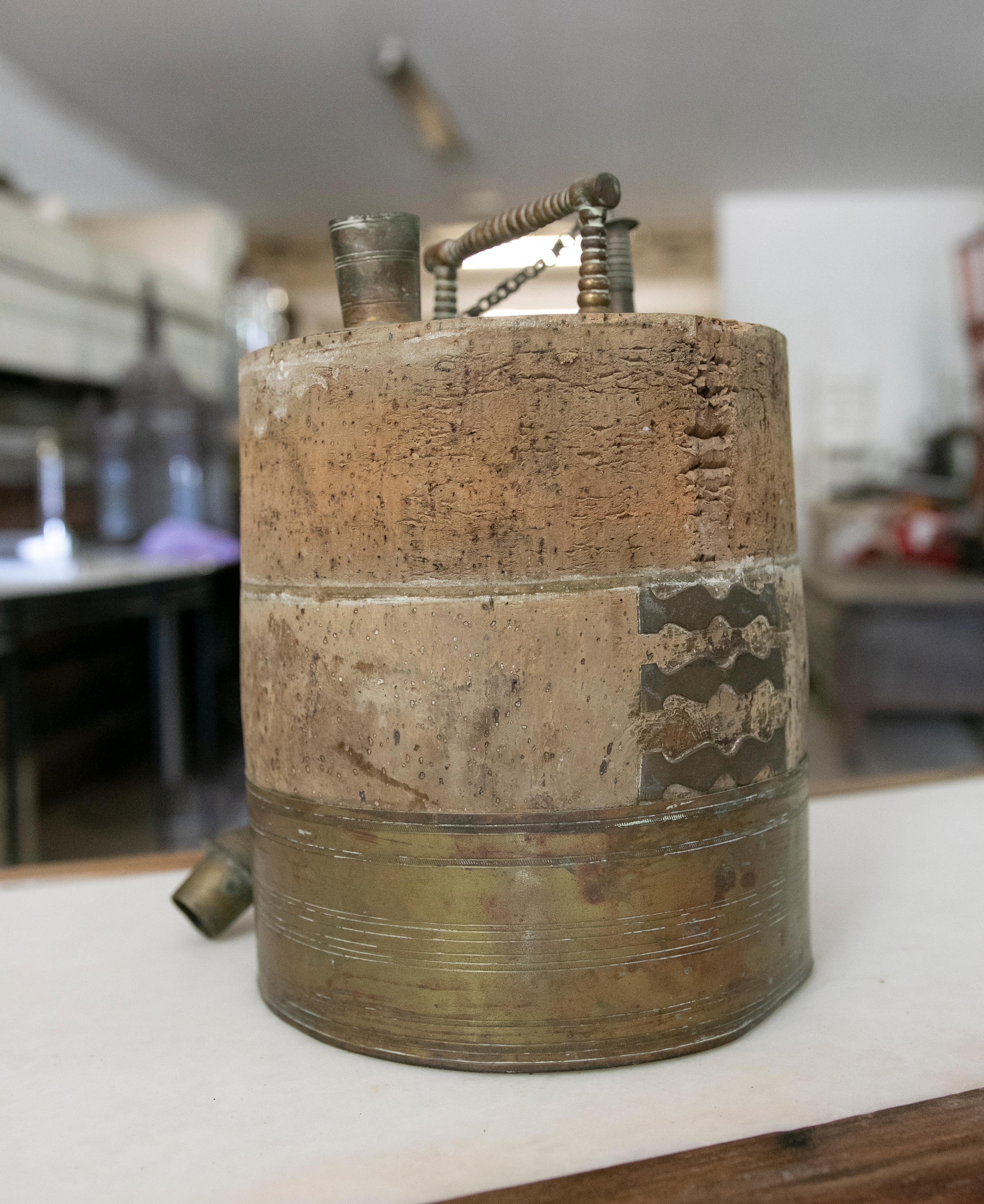 Antique Wine Barrel Plug Made of Cork and Bronze For Sale 2
