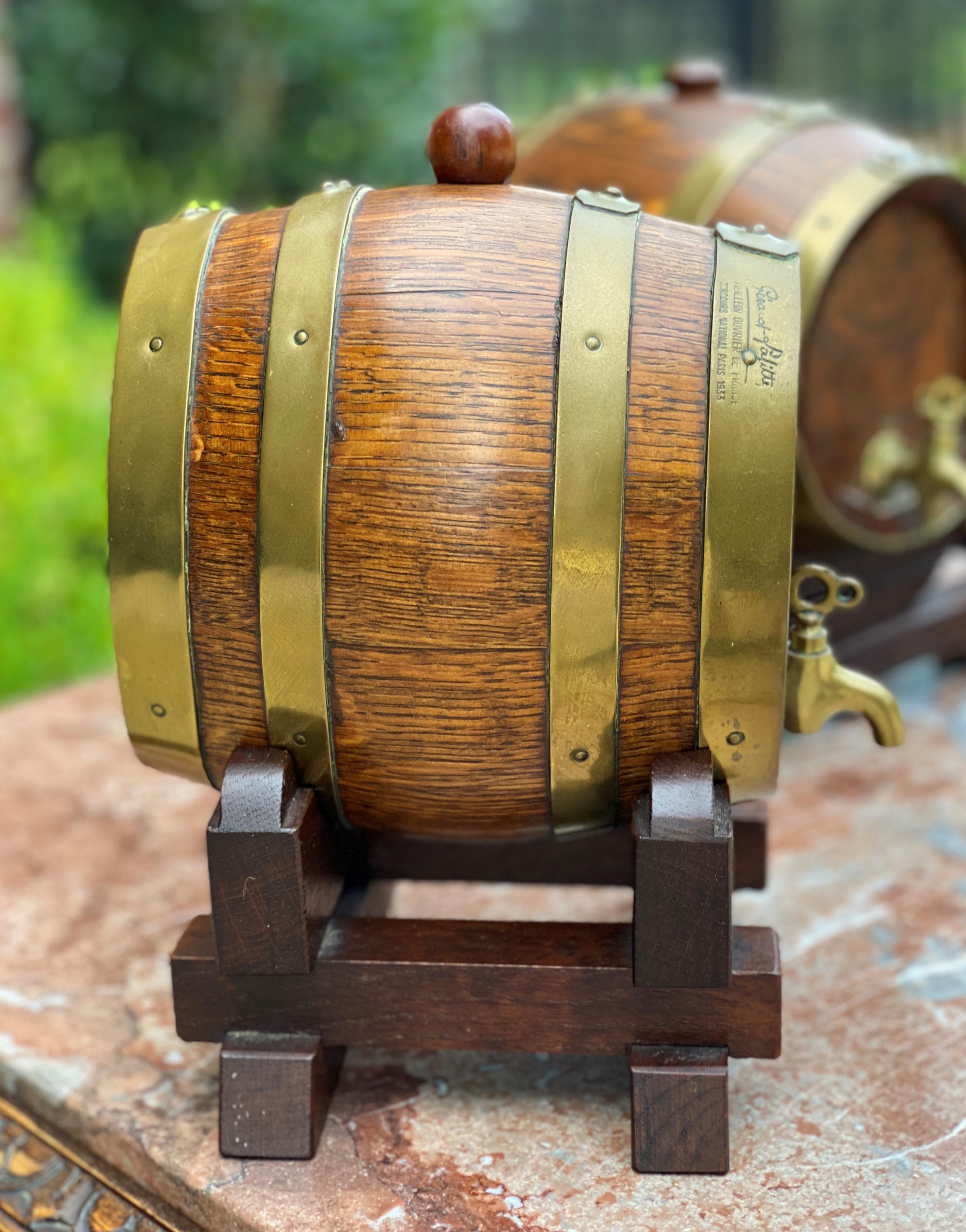 Antique Wine Barrels Casks Pitcher Jug Brass Banded 3-Piece Set Maker's Hallmark 6