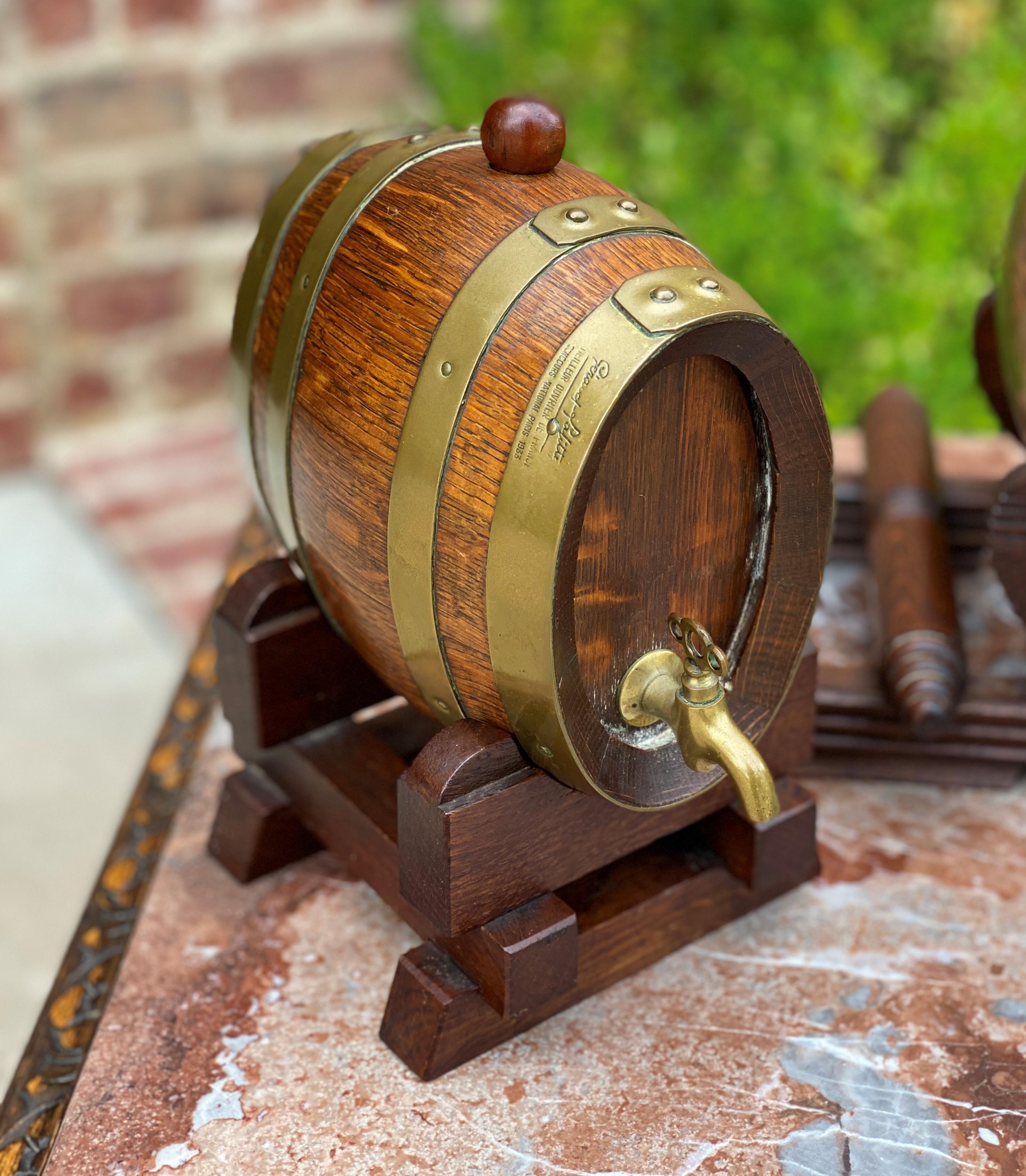 Antique Wine Barrels Casks Pitcher Jug Brass Banded 3-Piece Set Maker's Hallmark 1