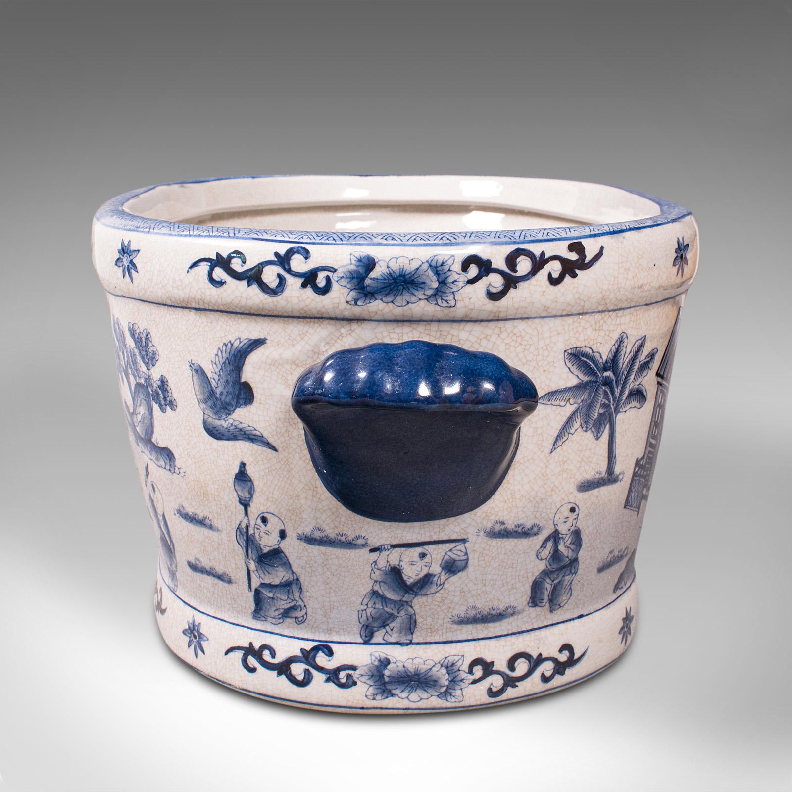Late Victorian Antique Wine Bottle Cooler, Chinese, Decorative Ice Bucket, Planter, Victorian