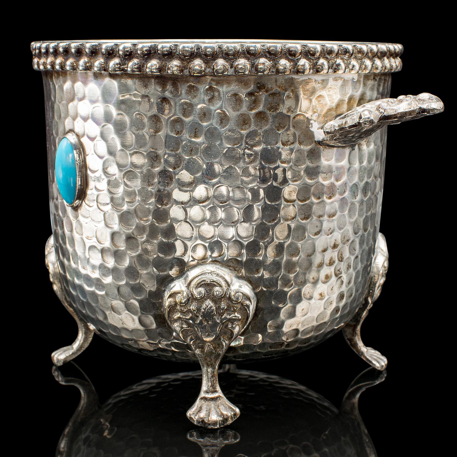 Antique Wine Bottle Cooler, German, Silver Plated, Champagne Magnum Bucket, 1920 For Sale 6