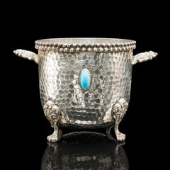 Antique Wine Bottle Cooler, German, Silver Plated, Champagne Magnum Bucket, 1920
