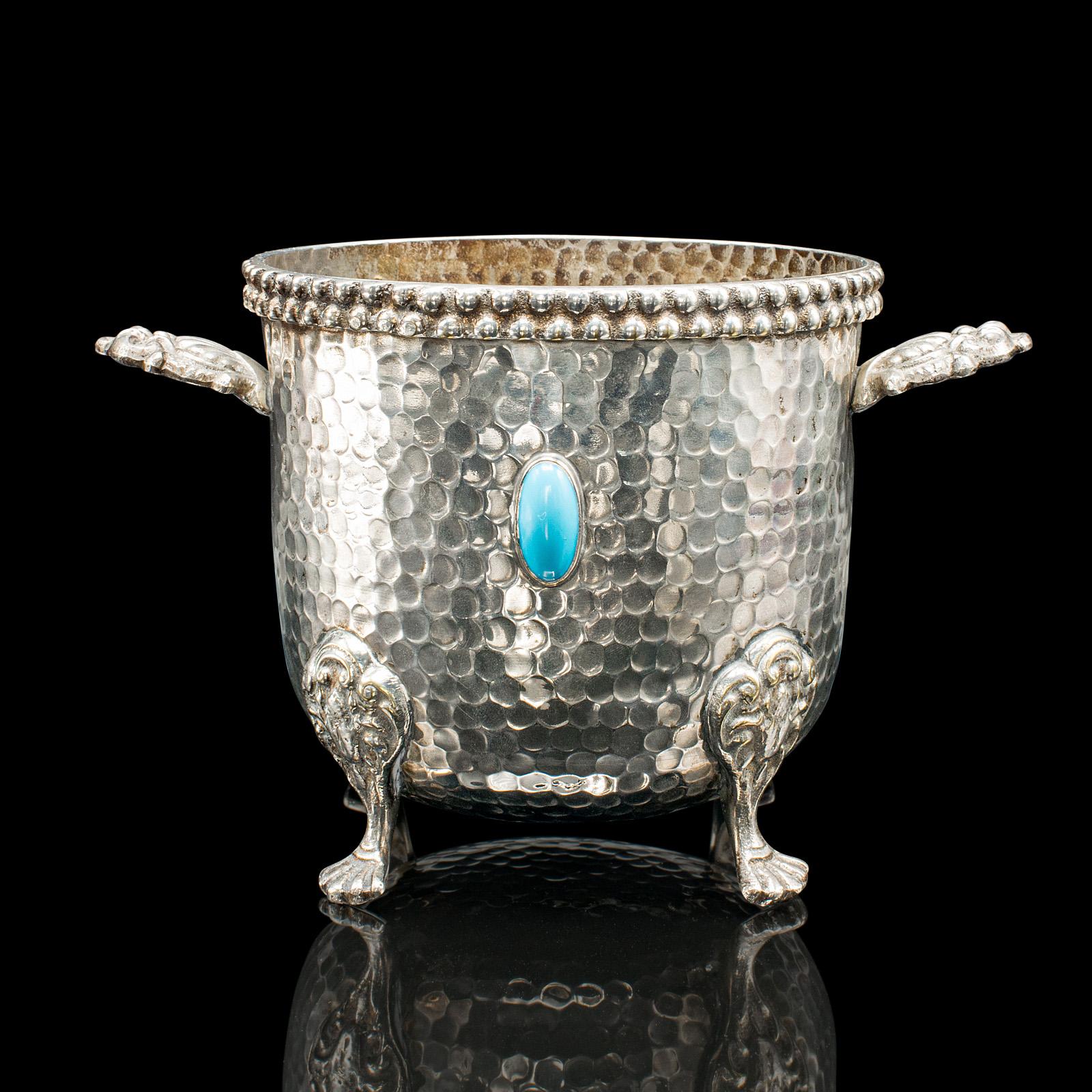 Mid-Century Modern Antique Wine Bottle Cooler, German, Silver Plated, Champagne Magnum Bucket, 1920 For Sale