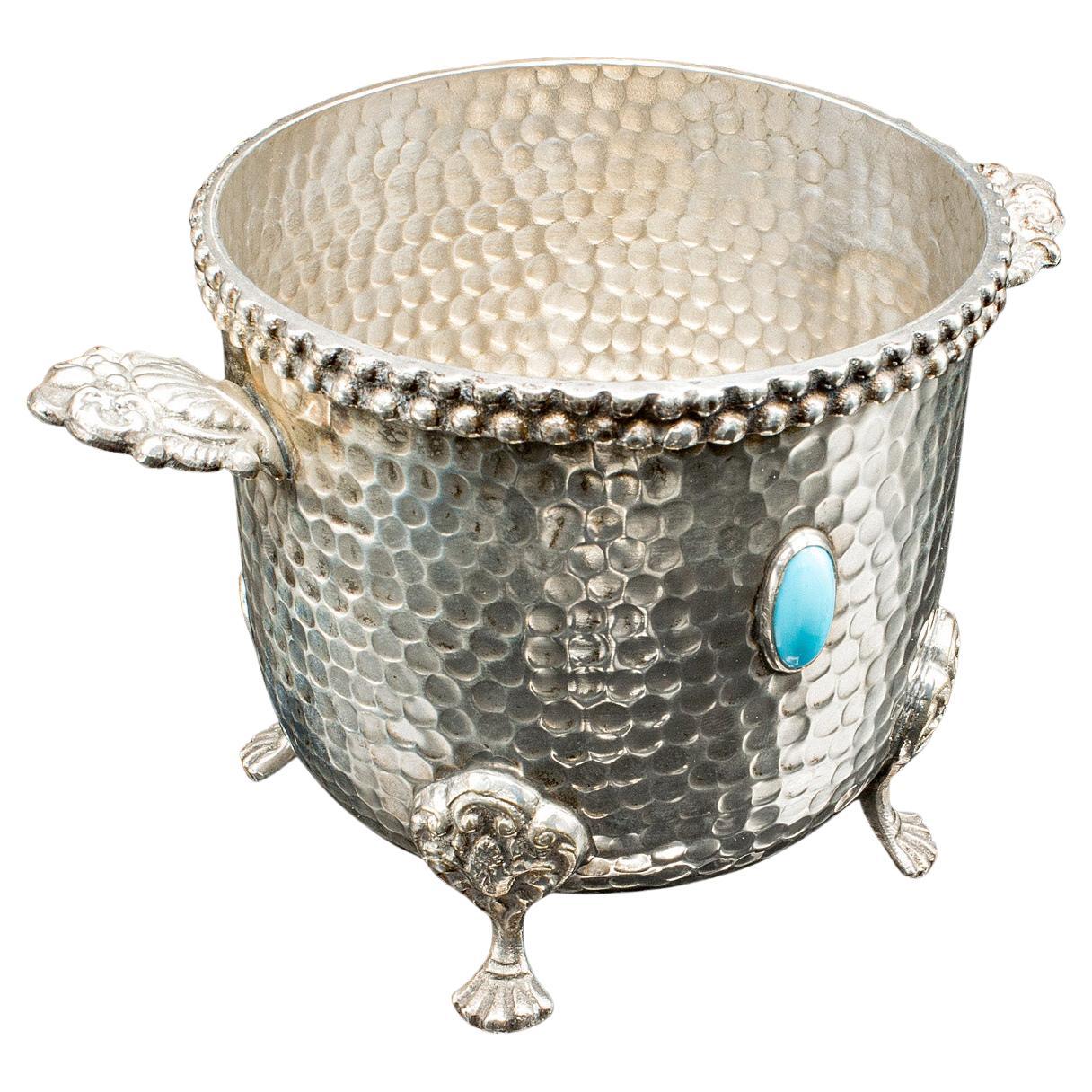 Antique Wine Bottle Cooler, German, Silver Plated, Champagne Magnum Bucket, 1920 For Sale