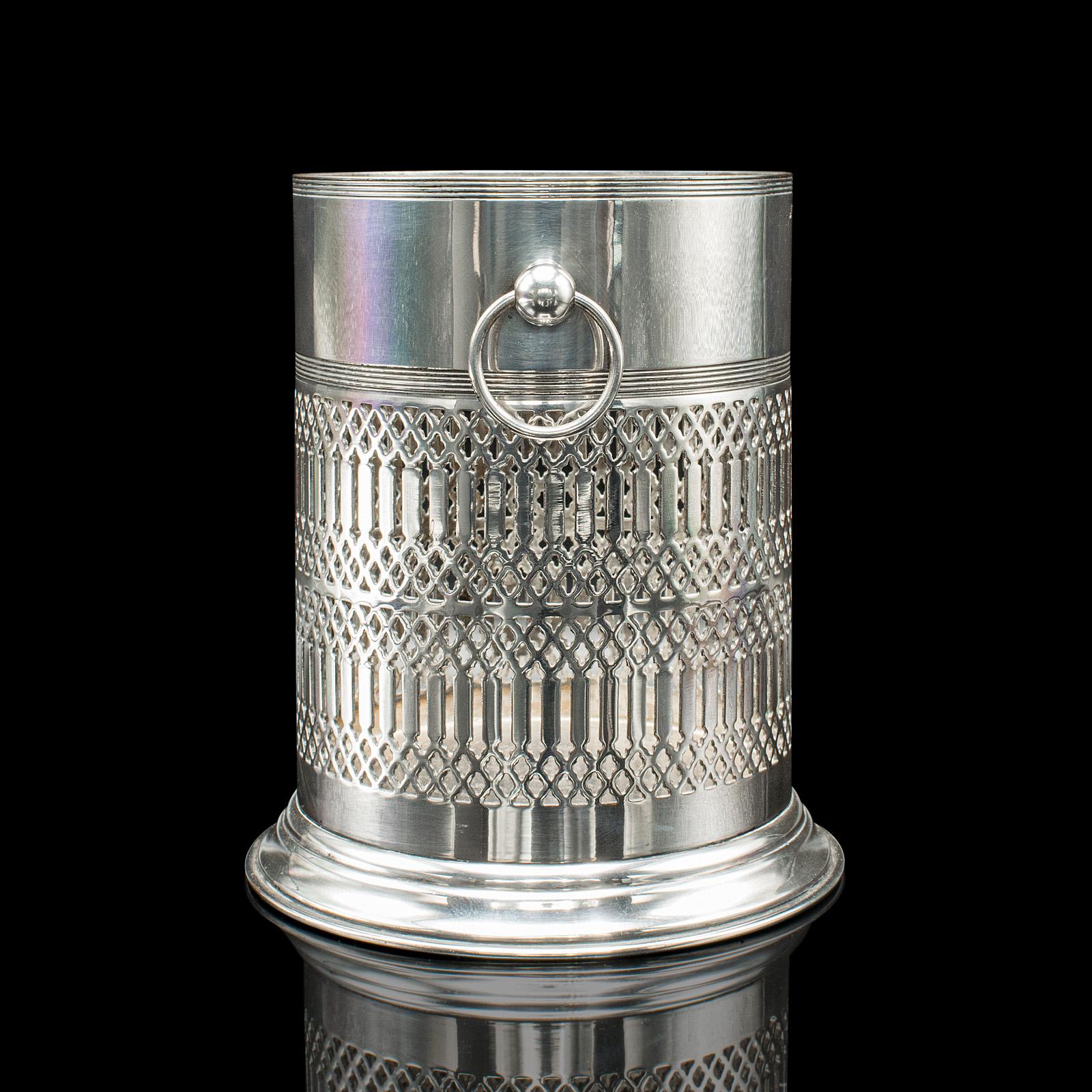 British Antique Wine Bottle Cooler, Welsh, Silver Plate, Champagne Magnum Bucket, C.1920