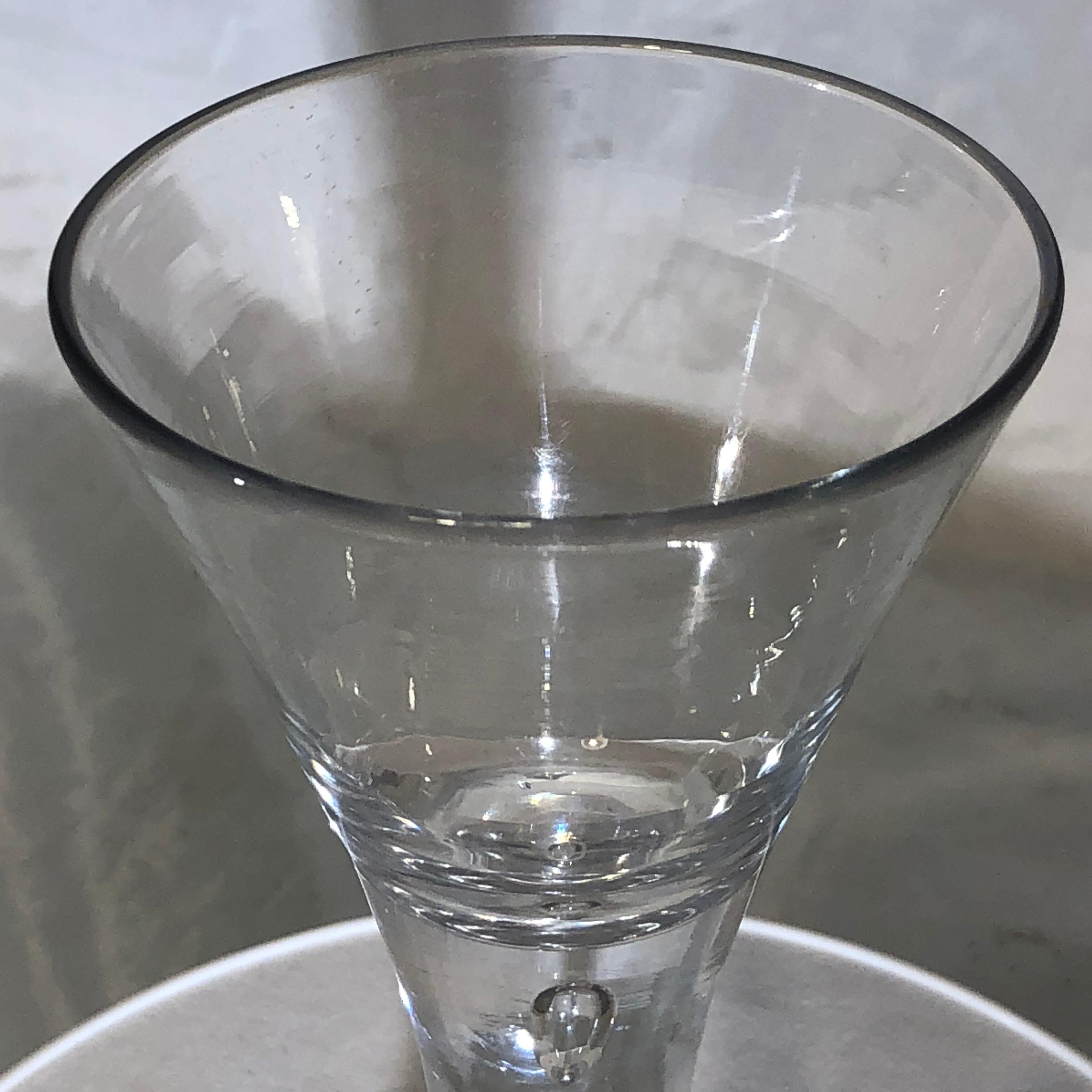 Antique Wine Drinking Glass With Air Bubble, 18th Century 1