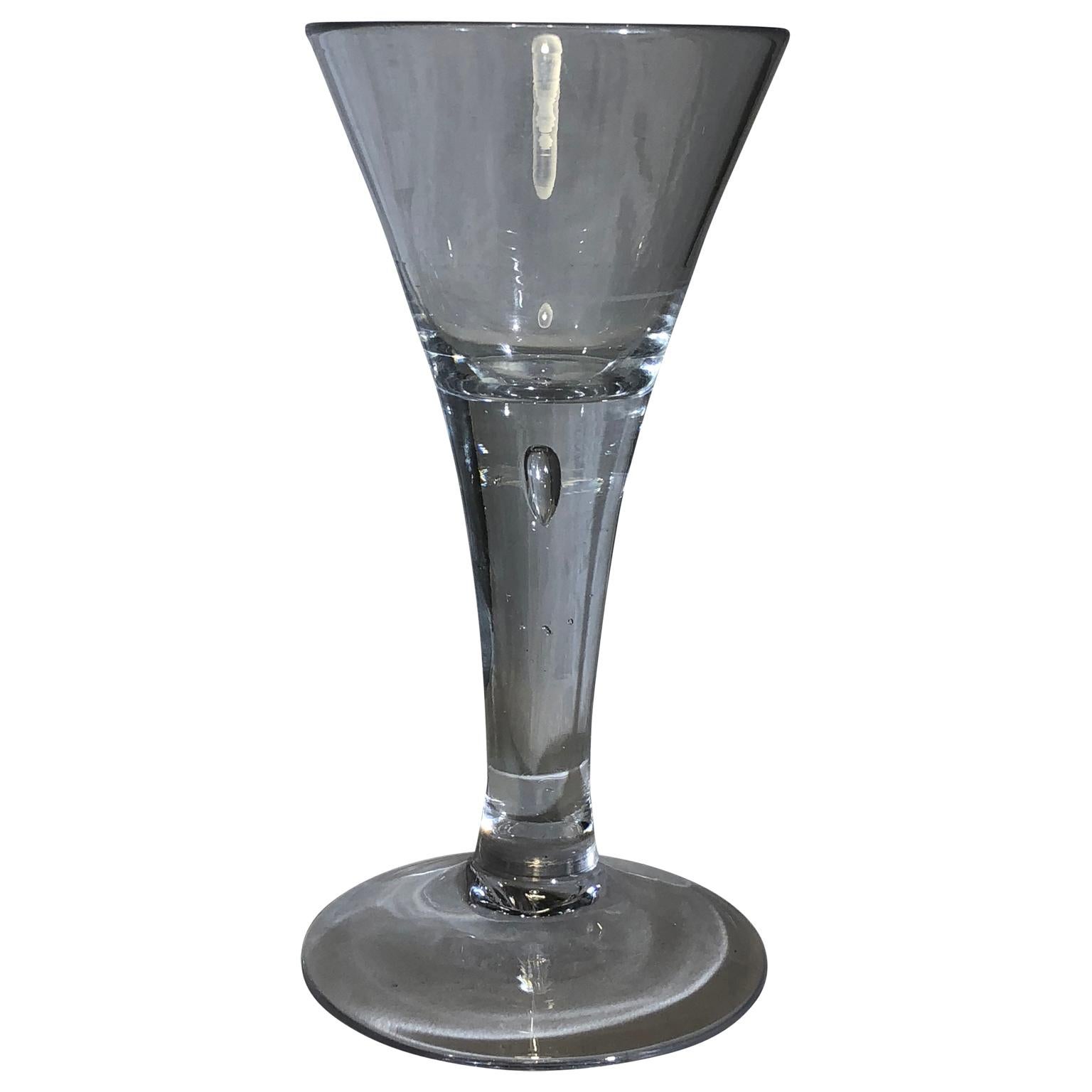 Baroque Antique Wine Drinking Glass With Air Bubble, 18th Century