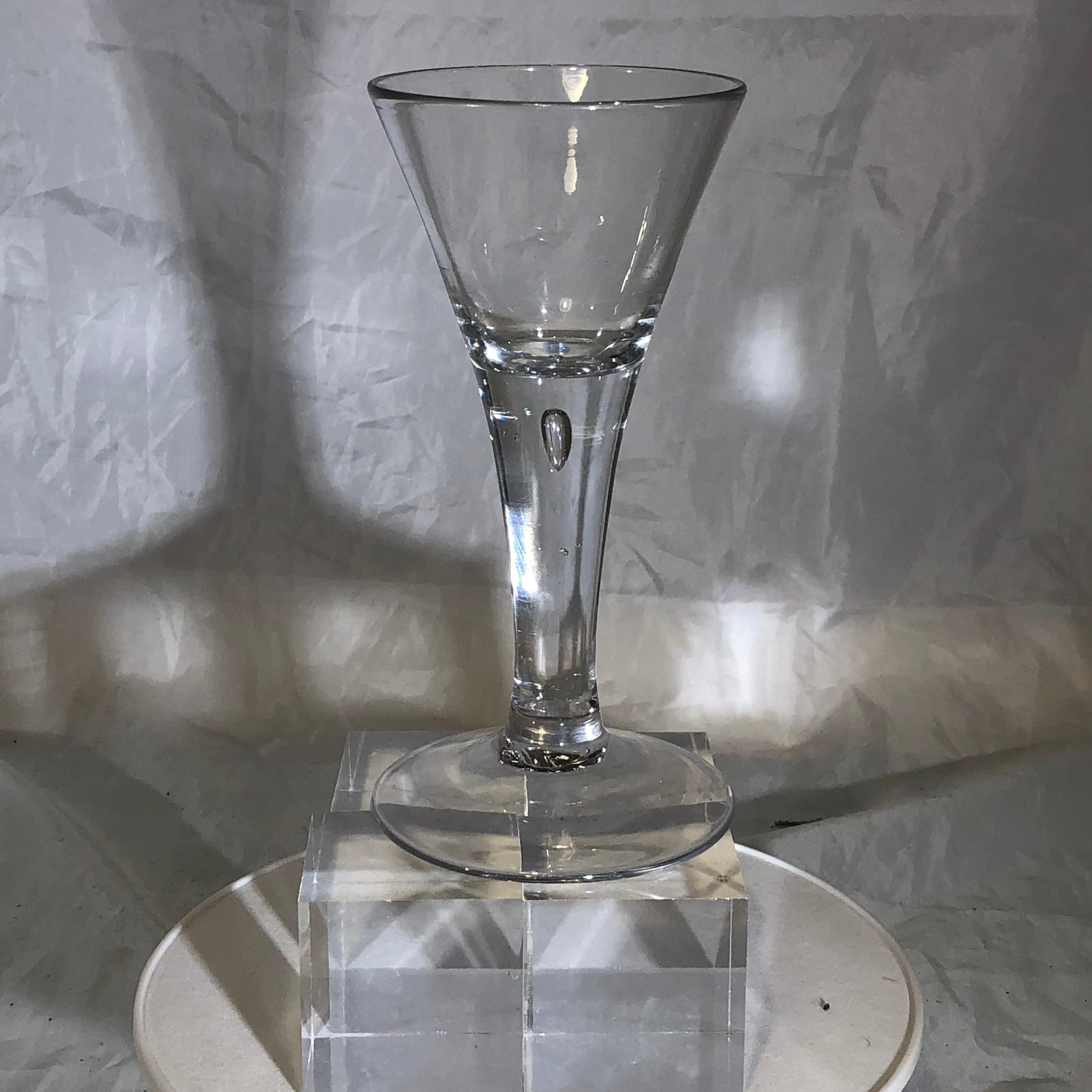 German Antique Wine Drinking Glass With Air Bubble, 18th Century