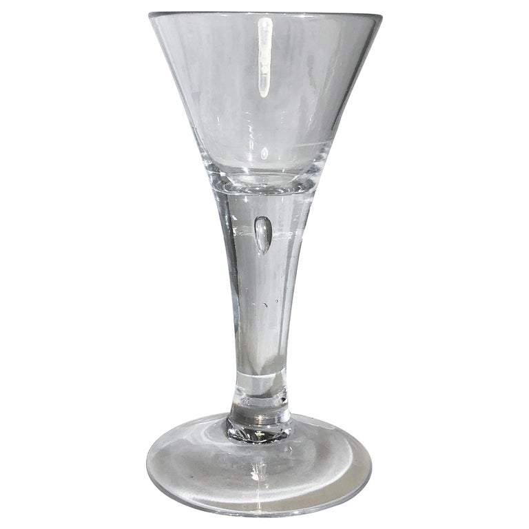 Antique Wine Drinking Glass With Air Bubble, 18th Century at 1stDibs