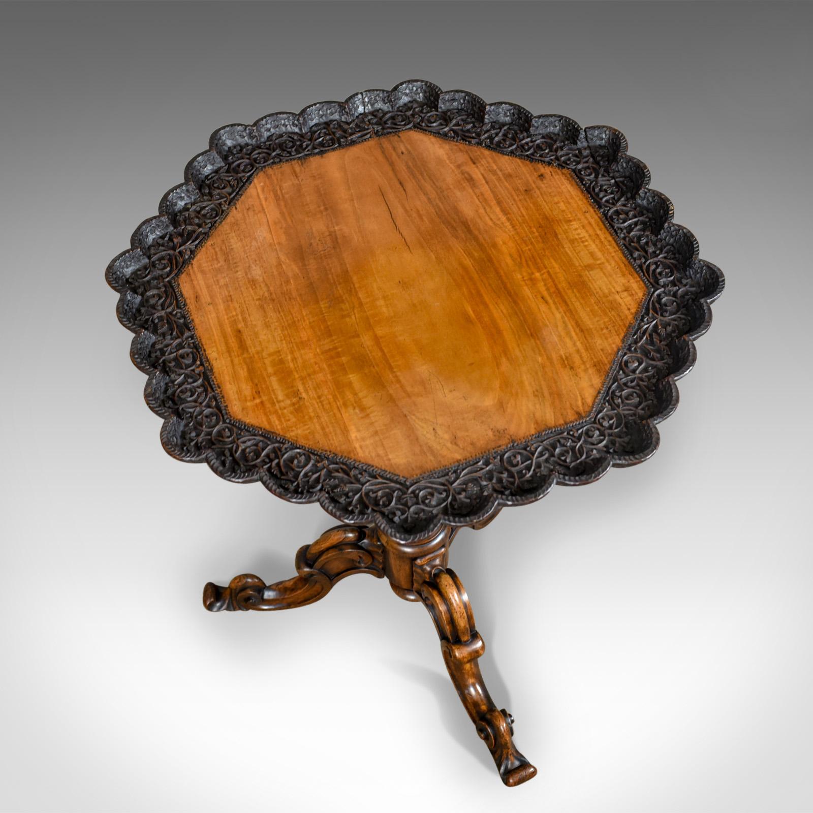 Antique Wine Table, English Victorian Octagonal, Side, Rosewood, circa 1870 In Good Condition In Hele, Devon, GB