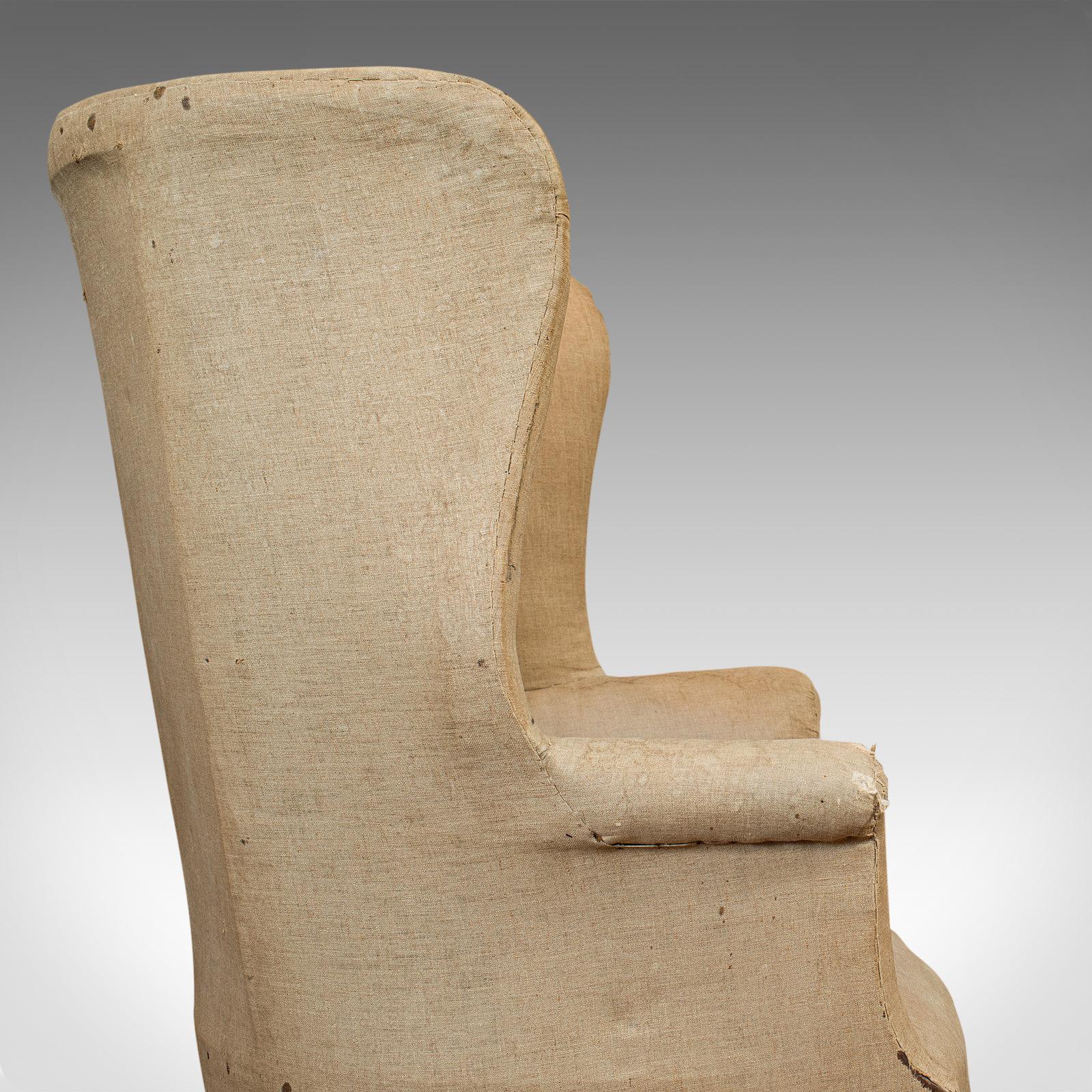 Antique Wing Armchair, English, Barrel-Back, Seat, Chair, Victorian, circa 1900 4