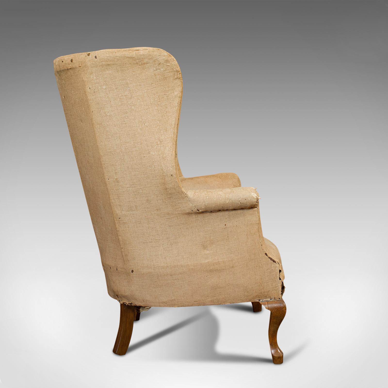 British Antique Wing Armchair, English, Barrel-Back, Seat, Chair, Victorian, circa 1900