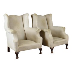 Antique Wing Back Chairs, English, Victorian Armchairs for Upholstery