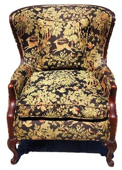 Antique fauteuil Wingback scène de chasse