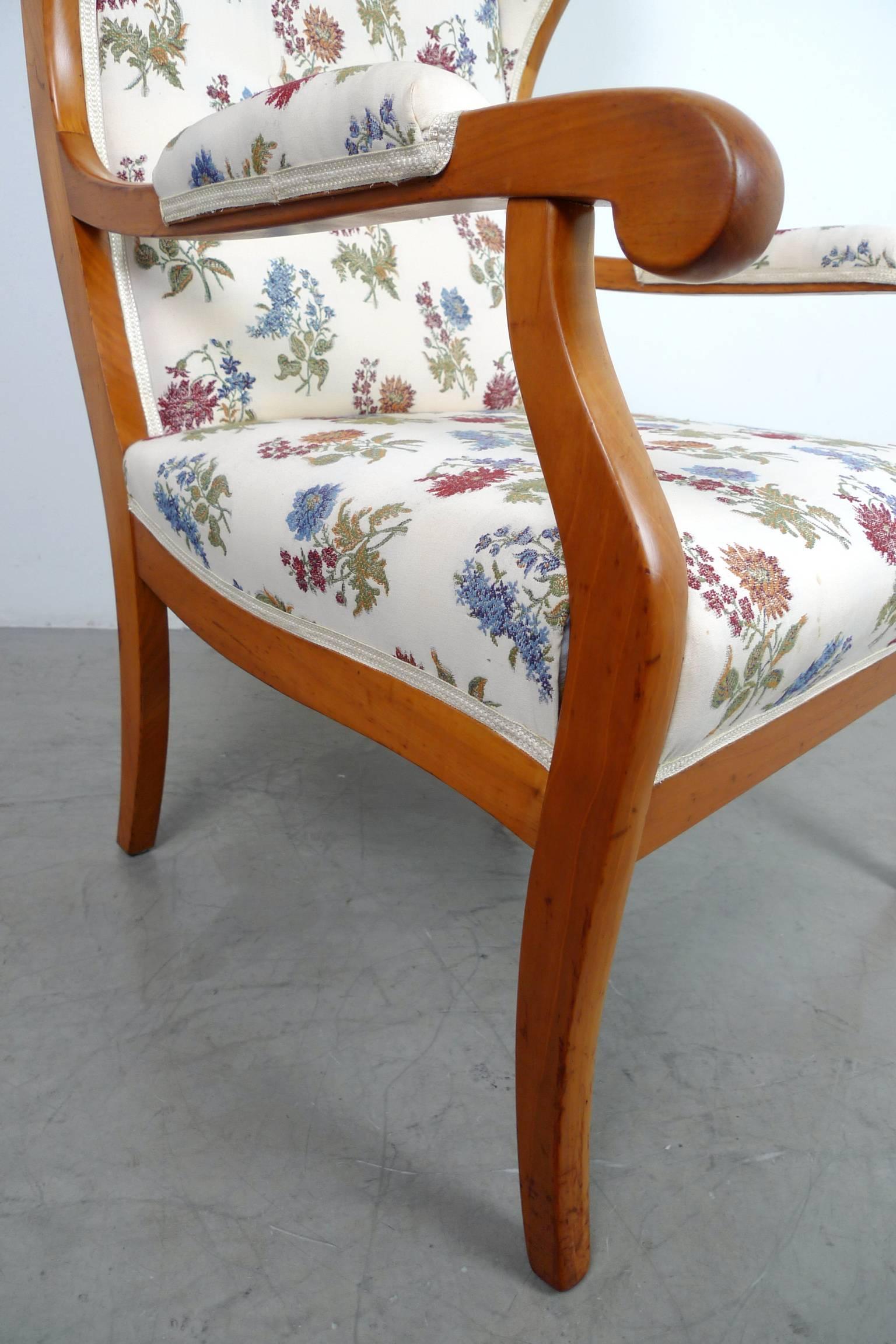 Antique Wingback Chair in Cherry, Germany, 1900 For Sale 6