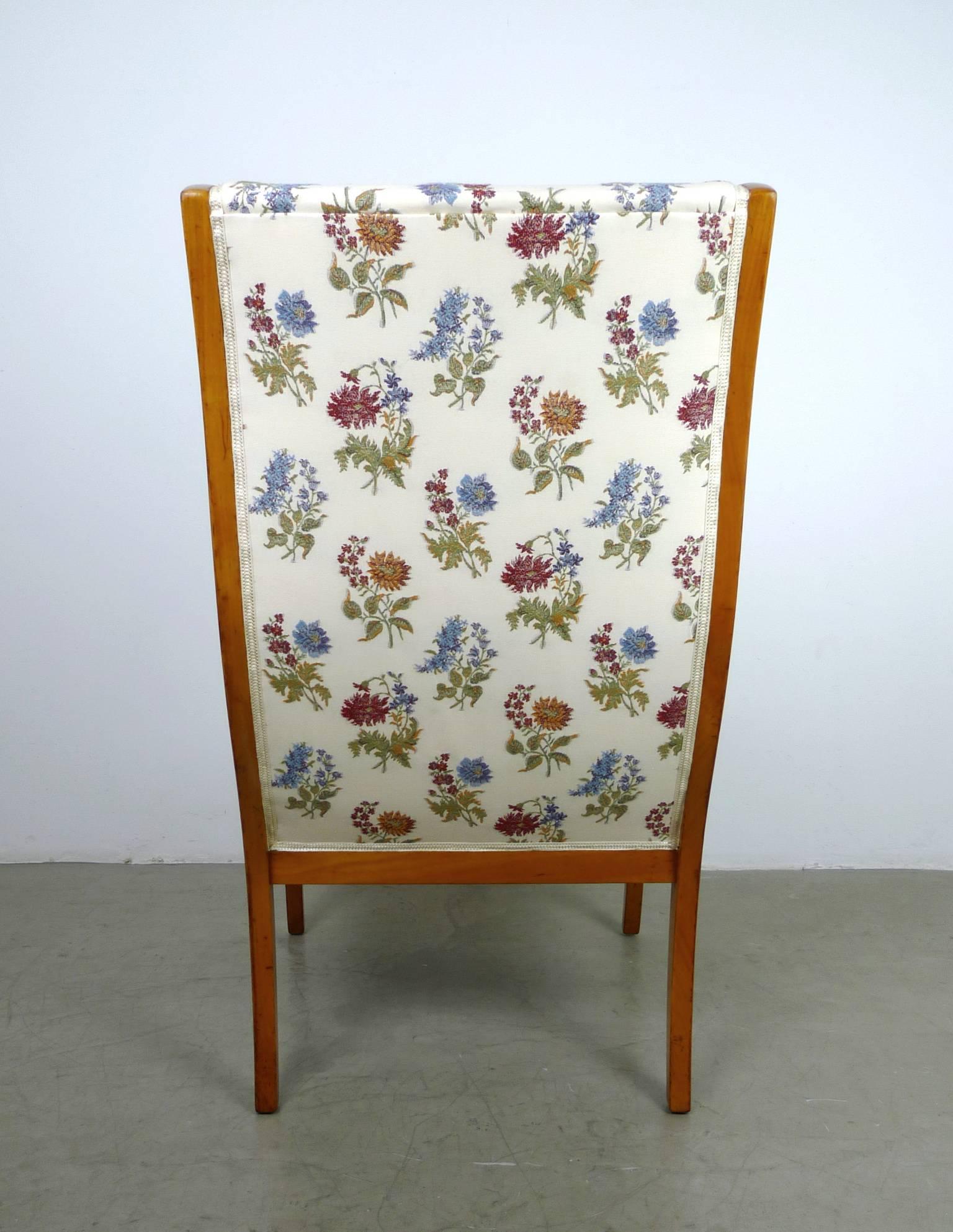 Fabric Antique Wingback Chair in Cherry, Germany, 1900 For Sale