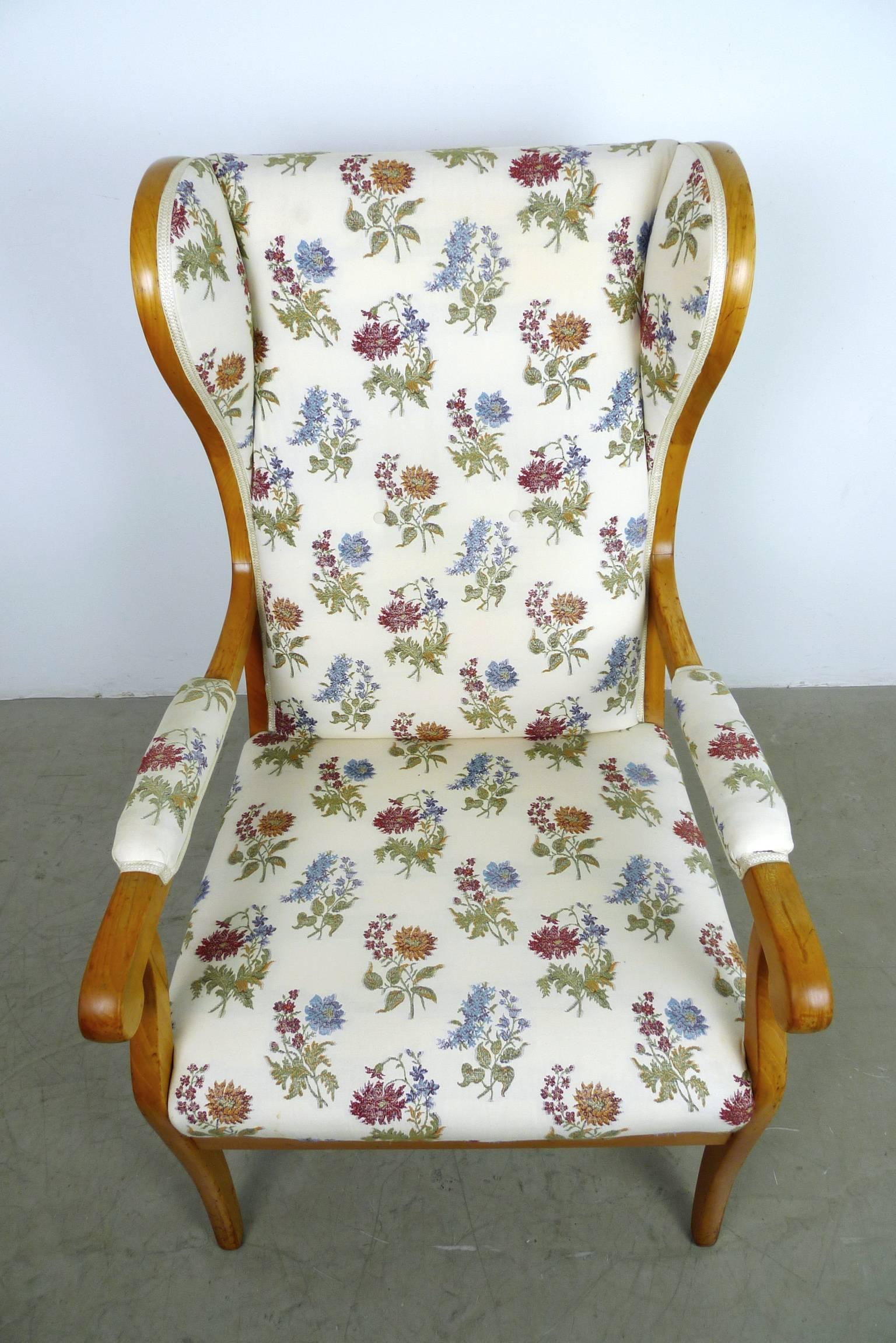 Antique Wingback Chair in Cherry, Germany, 1900 For Sale 2