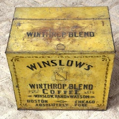 Antique Winslow’s “Winthrop Blend” Coffee Advertising Store Bin, USA 1895-1910