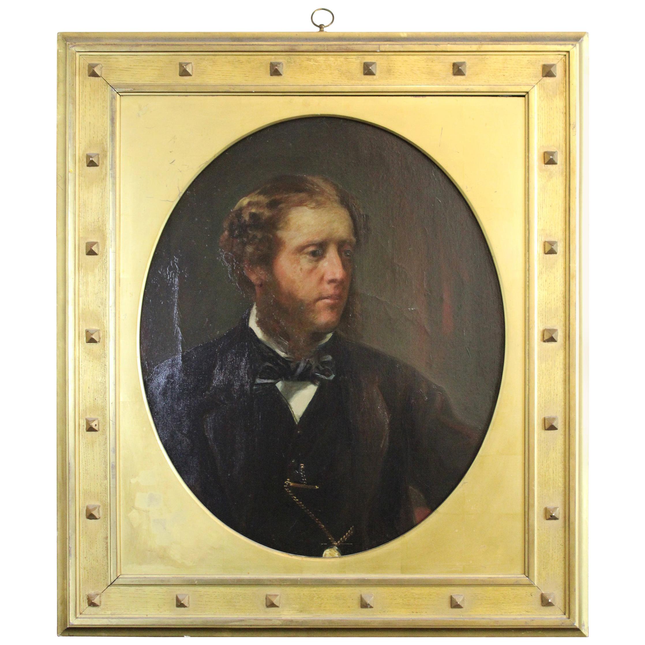 Antique Winsor Newton English Oil Portrait Painting Young Man London