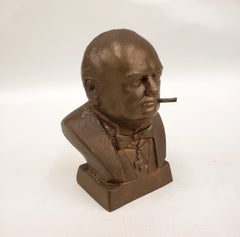 Antique Winston Churchill Solid Bronze Bust or Sculpture