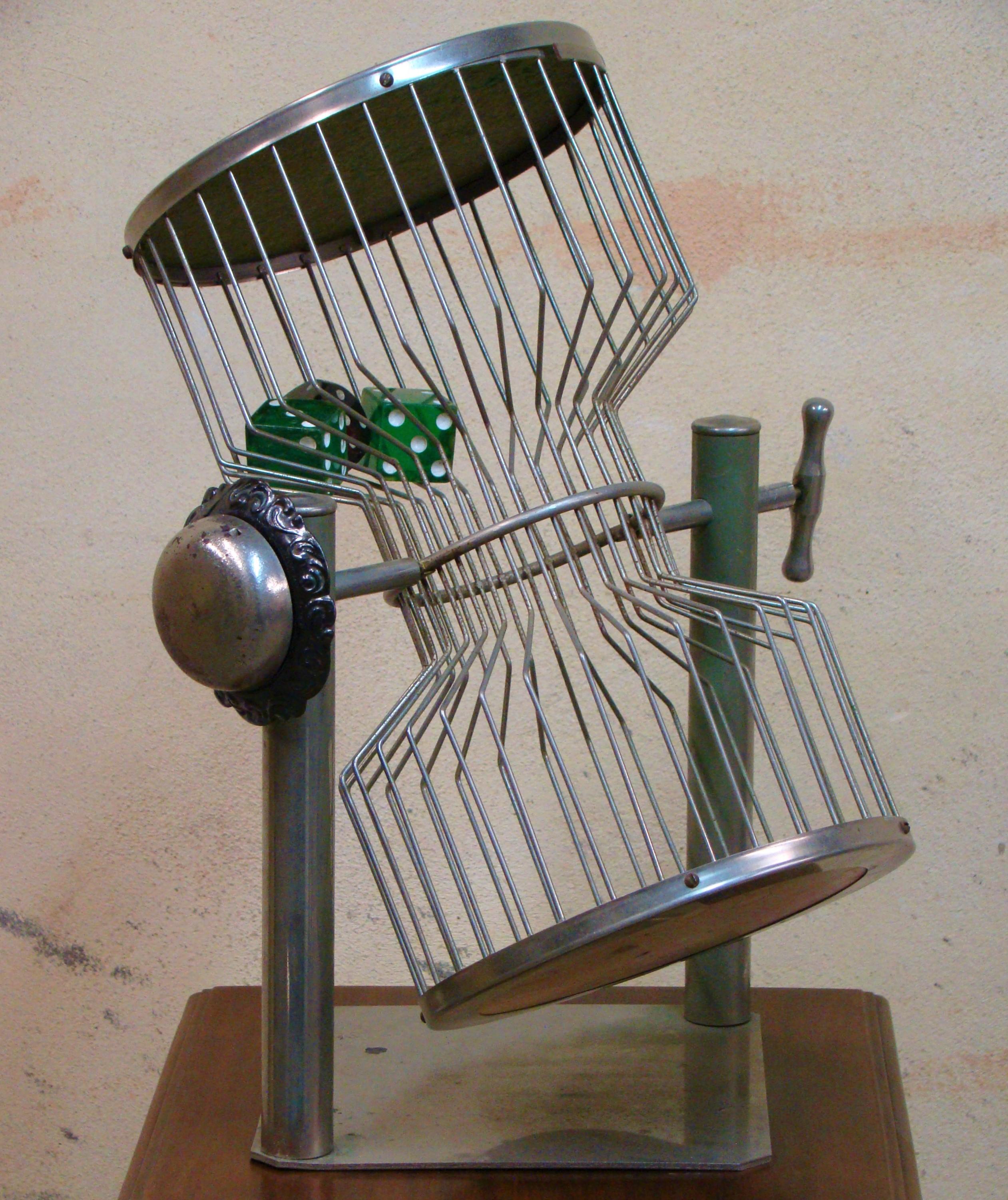 Large frame, hourglass shape dice cage, circa 1950s. No manufacturers' mark, possibly 