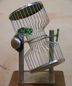 Antique Wire Cage Dice Tumbler with Die